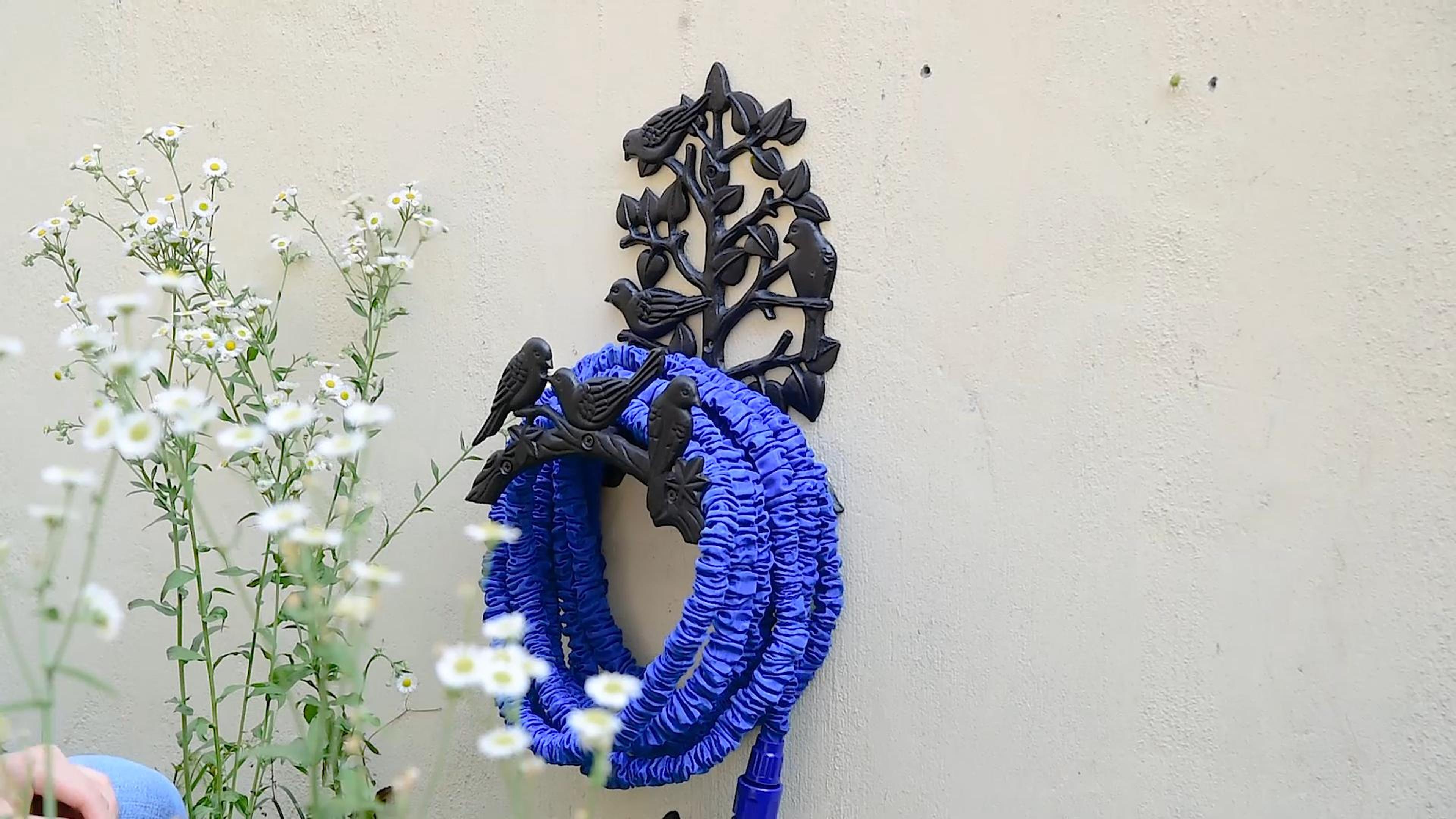 thumbnail video image 2 of Sungmor Heavy Duty Cast Iron Hose Holder,Garden & Yard Decorative Birds Wall Mounted Hose Butler,Water Pipe Holds,Rack,Hanger,Antique Wall Decorations, 2 of 8