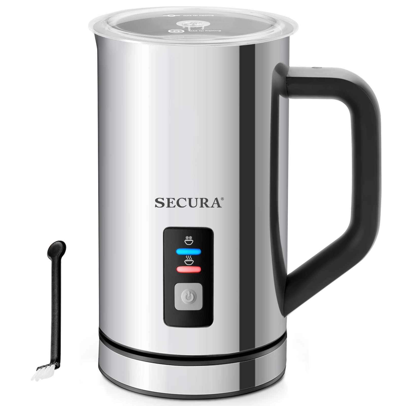 thumbnail video image 2 of Secura Milk Frother, Electric Milk Steamer Stainless Steel, 8.4oz/250ml Automatic Hot and Cold Foam Maker and Milk Warmer for Latte, Cappuccinos, Macchiato, 120V, 2 of 6