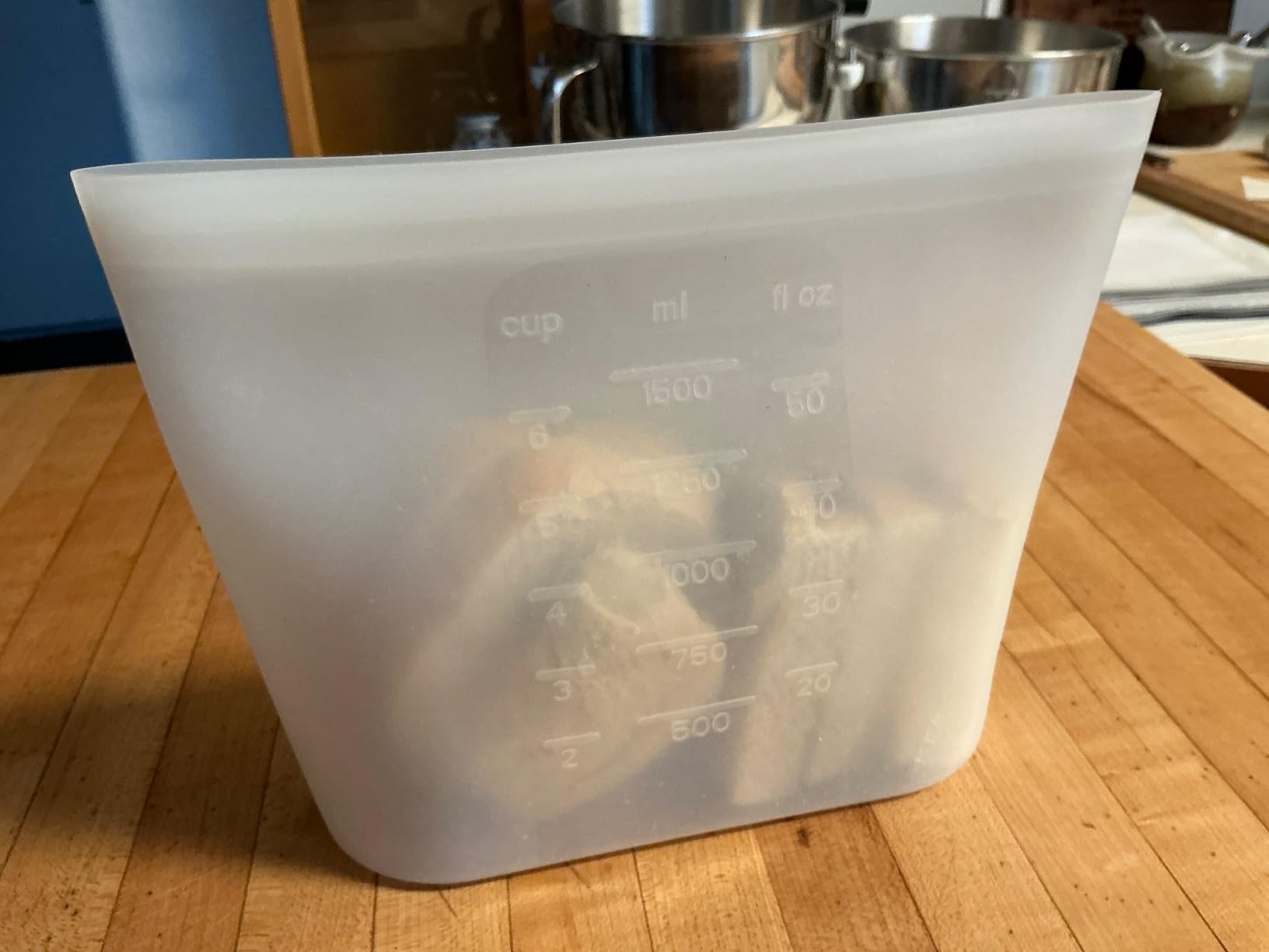 thumbnail video image 2 of 2-Pack Large Reusable Silicone Food Storage Bags, Microwave, Oven, Fridge, Freezer & Sous Vide Safe (53oz/1500ml Each), 2 of 7