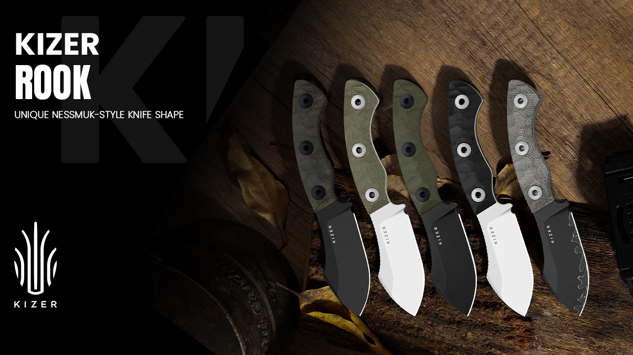 thumbnail video image 2 of Kizer Rook Fixed Knife AEB-L Blade G10 Handle With Sheath Camping 1090A3, 2 of 10