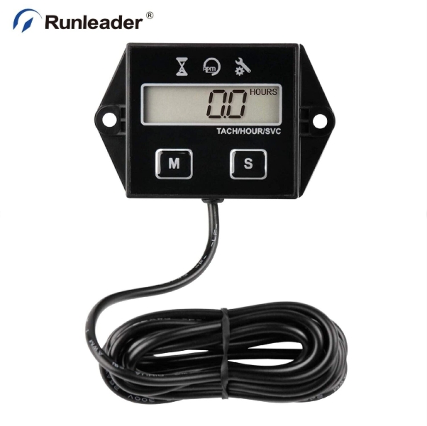 thumbnail video image 2 of Runleader Digital Hour Meter Tachometer HM011E Maintenance Reminder Lawn Mower Gas Powered Equipment, 2 of 9