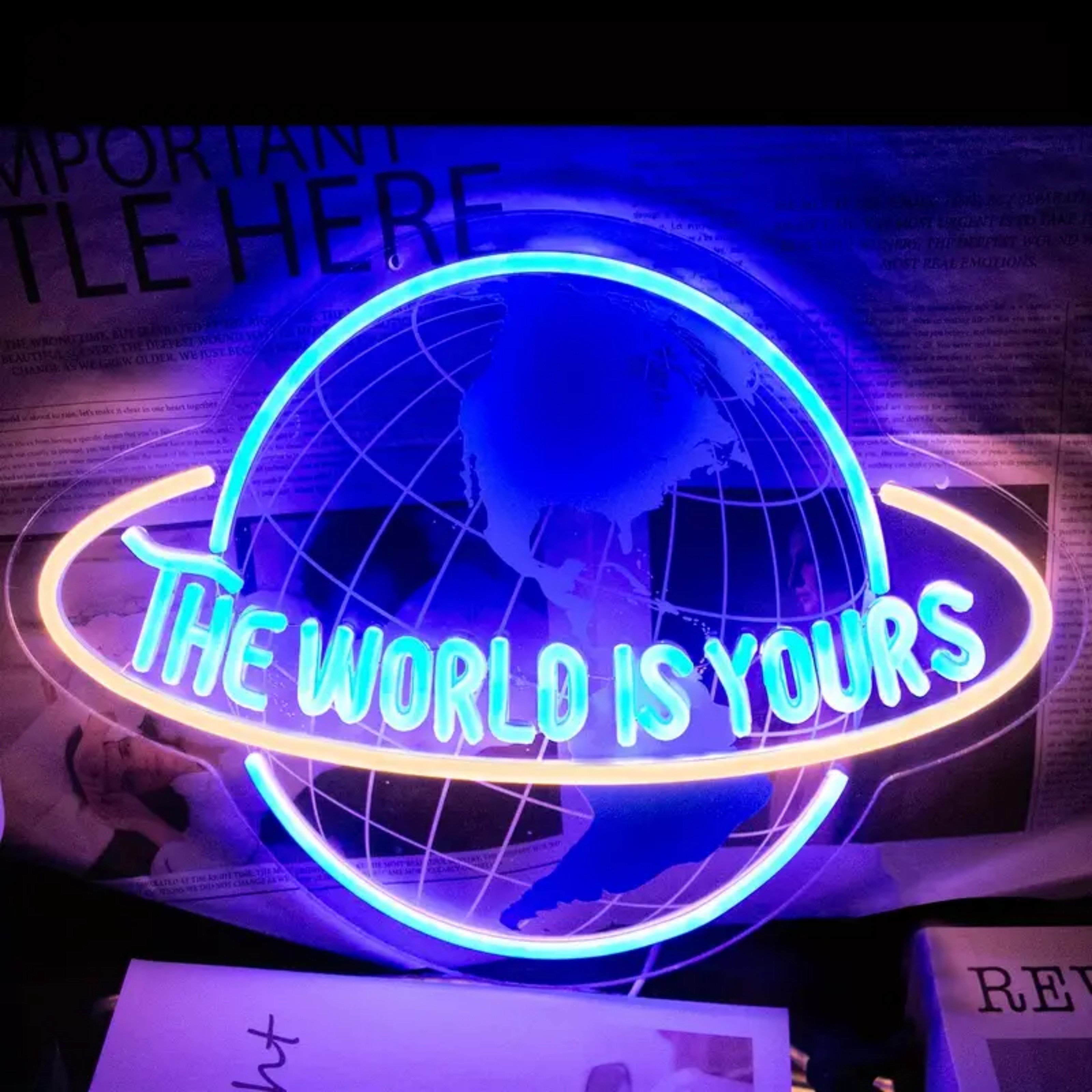 thumbnail video image 2 of UPONRAY Earth Neon Signs, 16.5"*11.8" Dimmable & USB-Powered LED Neon Light, Stylish Wall Decor for Bedroom, Game Room, Bar, Internet Cafe, Arcade, 2 of 9