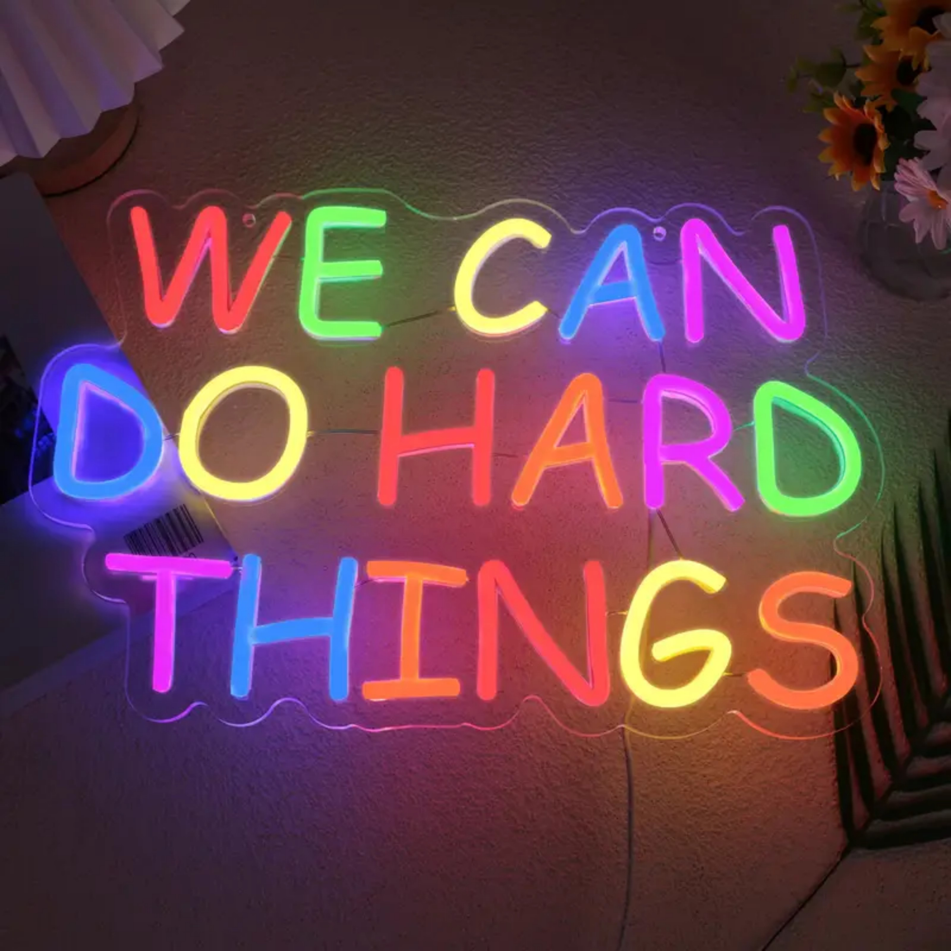 thumbnail video image 2 of UPONRAY We Can Do Hard Things Neon Signs, 19.7"*5.9" Dimmable & USB-Powered LED Neon Light, Stylish Wall Decor for Bed Room, Living Room, Baby's Room, Bar, Party, 2 of 8