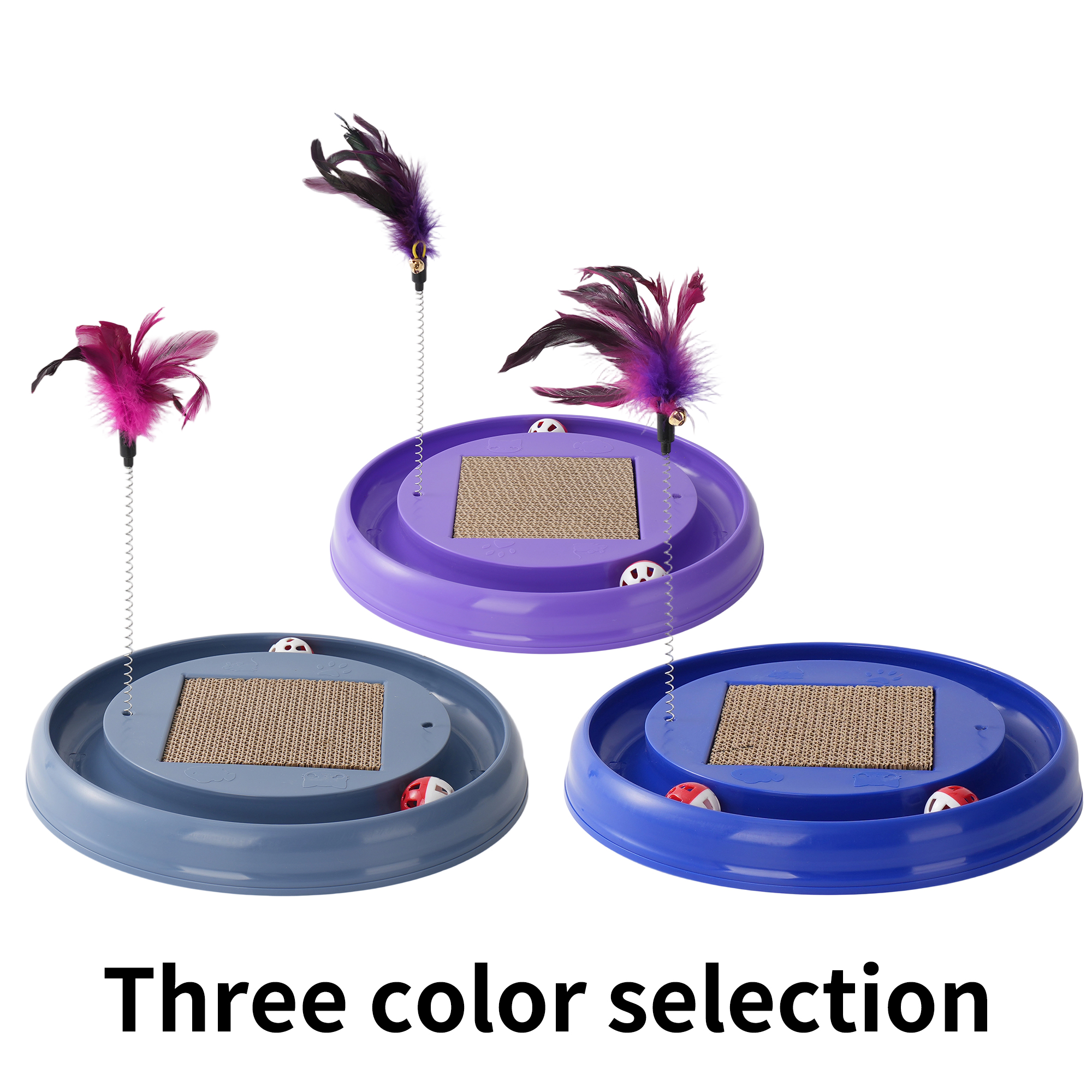 thumbnail video image 2 of Interactive Cat Scratcher & Toy with 2 Self-Rotating Balls & 1 Kitten Cat Ball Track Toy Cat Scratcher, Purple, 2 of 8