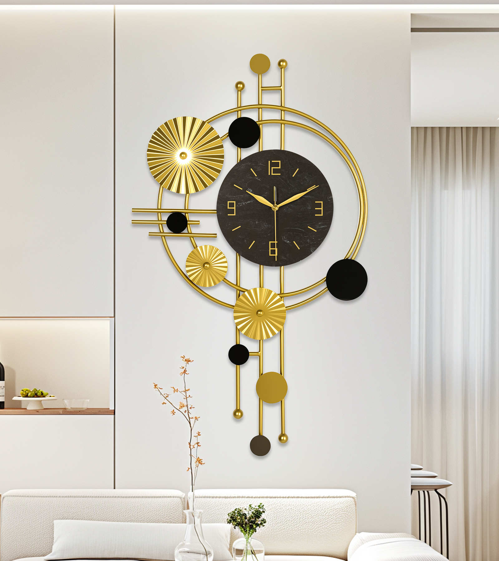 thumbnail video image 2 of Wall Clock,30" Large Wall Clock, Modern Clocks for Living Room, Geometric Design - Silent Wall Clock, Battery Operated, for Living Room,Bedroom,Kitchen,Study or Entryway Decor, 2 of 8