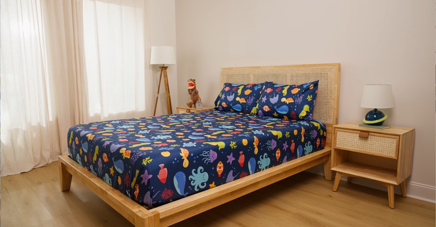 thumbnail video image 2 of CGK Linens Soft & Vibrant Kids Sheet Set - Twin XL Size, Watercolor Hearts, 2 of 6