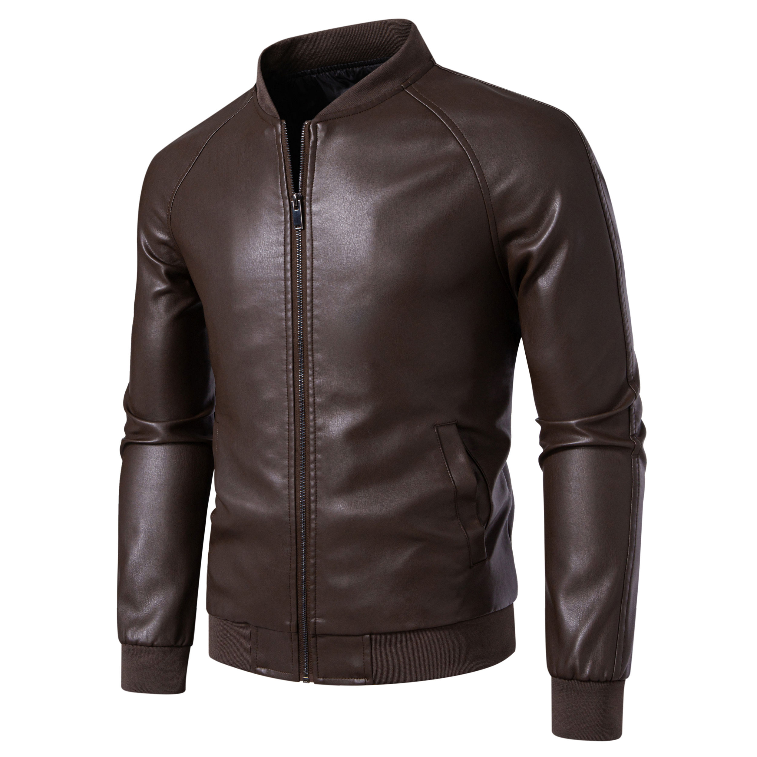 thumbnail video image 2 of Men's Motorcycle PU Leather Jacket, Youth Casual Stand Collar Coat, Stylish Outerwear for Everyday Wear, Trendy Fashionable Design, 2 of 16