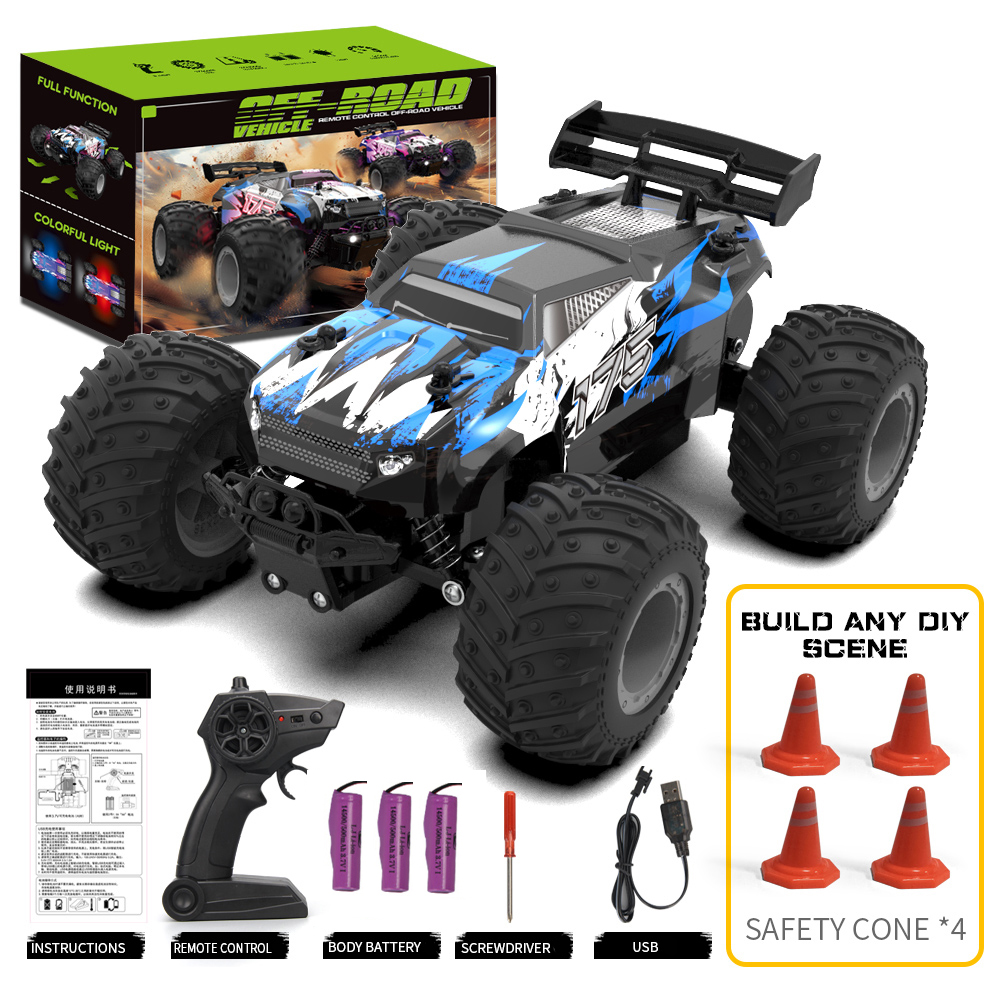 thumbnail video image 2 of RC Truck, Remote Control Car 1:18 Scale All Terrain Rechargeable RC Cars for Kid and Adult, 2 of 10