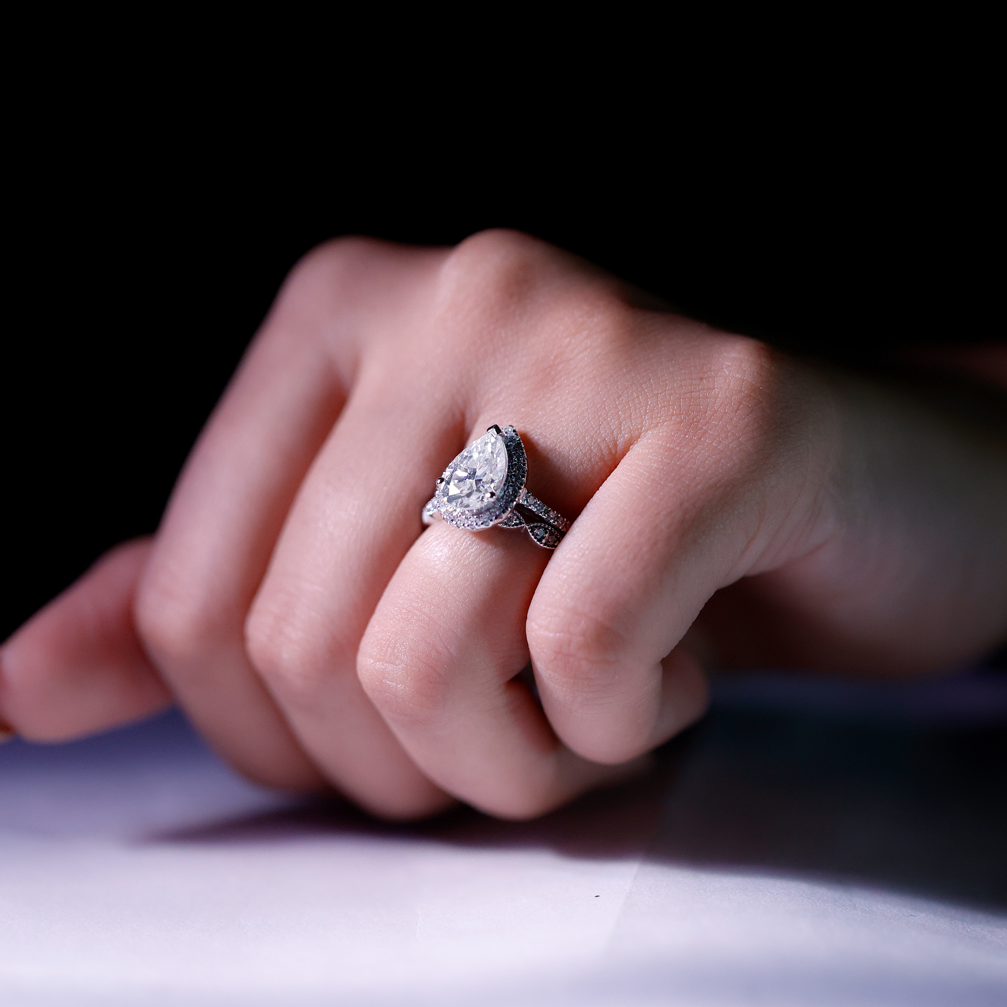 thumbnail video image 2 of Rosec Jewels 2 Carat Cubic Zirconia Bridal Ring Set - 925 Stamped Sterling Silver Teardrop Engagement Ring Set with Wedding Band, US 6.00, 2 of 9