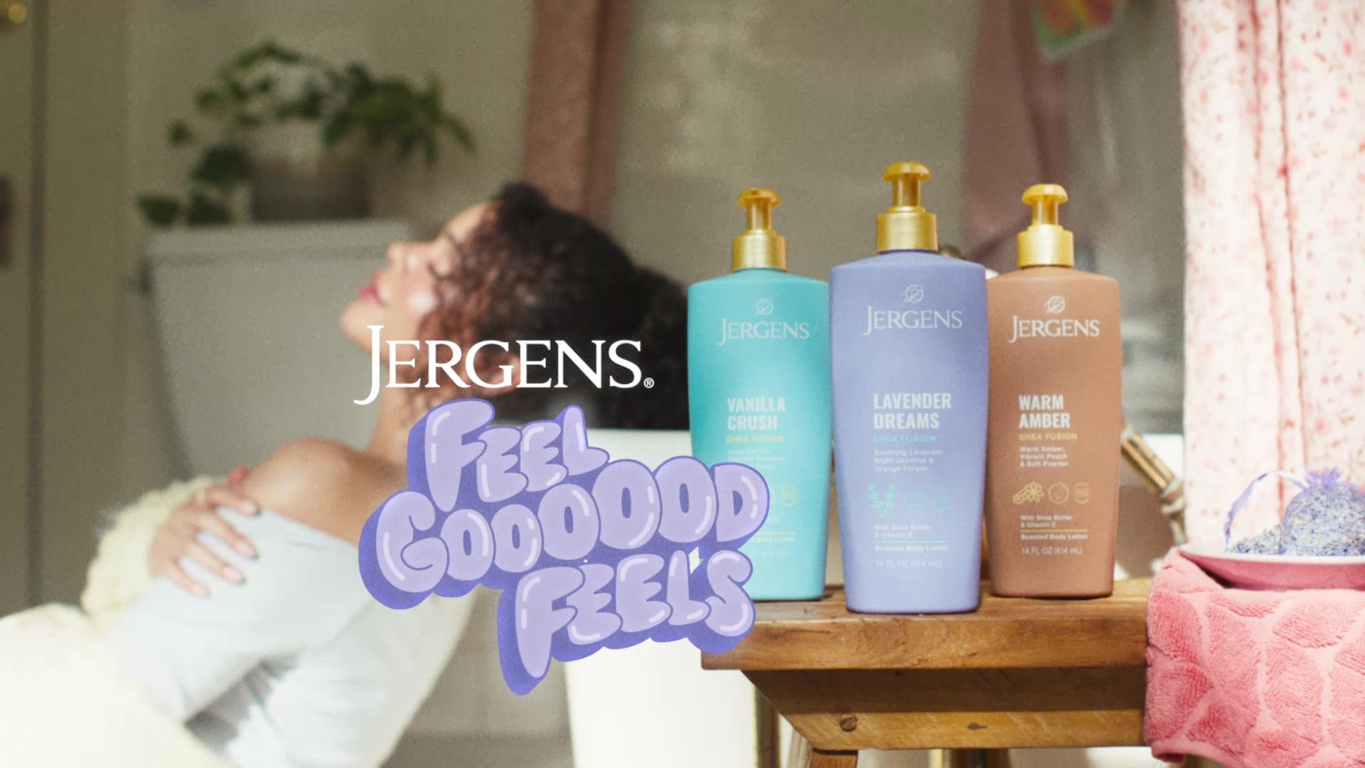 thumbnail video image 2 of Jergens Shea Fusion Lavender Dreams Scented Body Lotion, Moisturizer for Dry Skin, 14 fl oz, 2 of 9