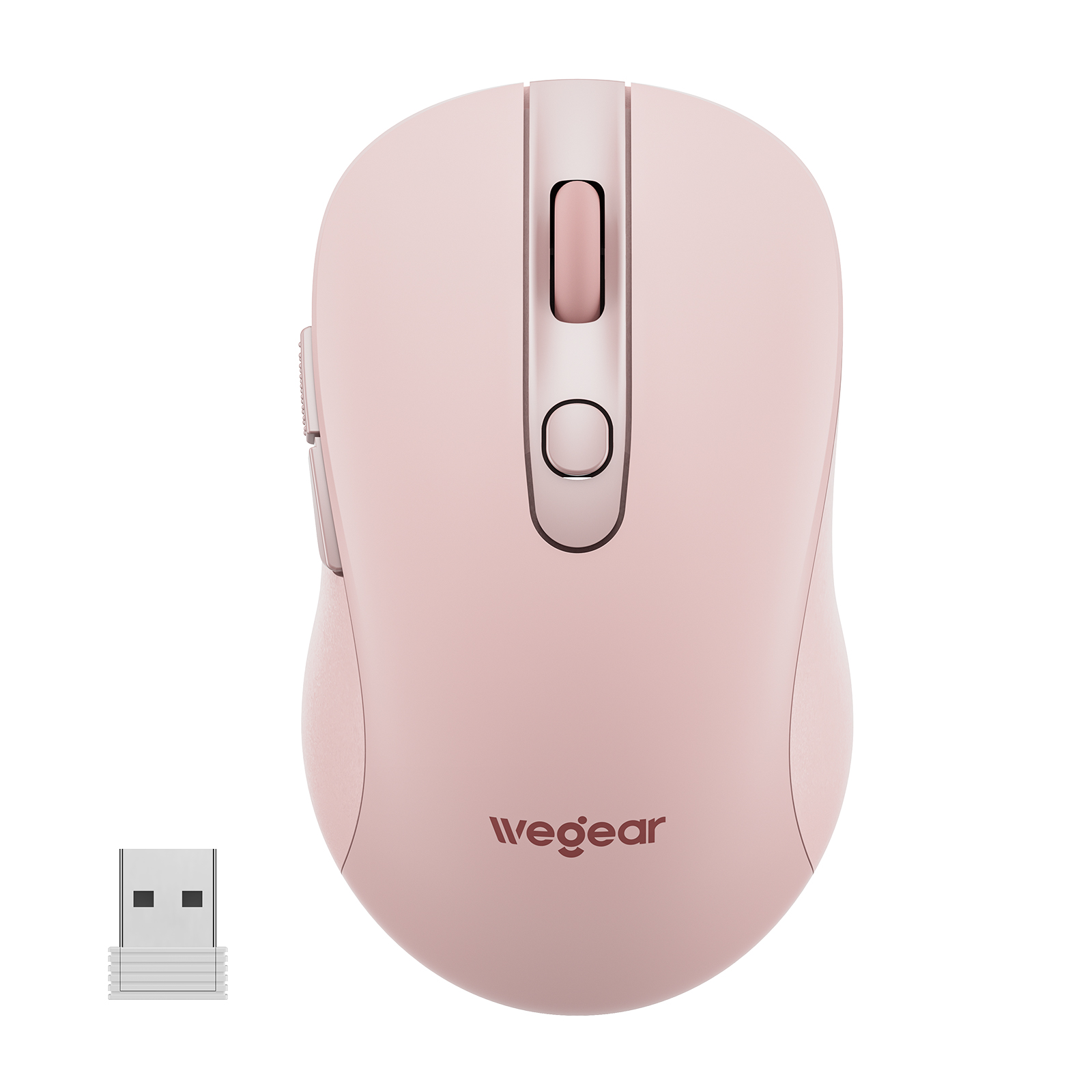 thumbnail video image 2 of wegear 2.4G Wireless Mouse, Ergonomic Design, 5-Level Adjustable 4000 DPI, 6 Buttons, Portable for PC, Windows, Mac,XP,Pink, 2 of 9