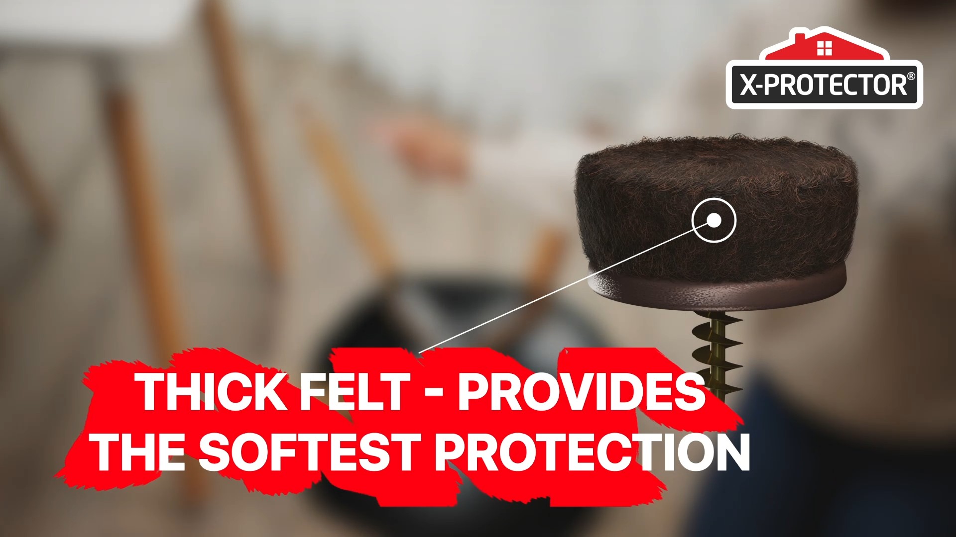 thumbnail video image 2 of X-PROTECTOR Screw-On Felt Pads - 24 PCS 0.8” Chair Leg Protectors for Hardwood Floors - Brown Sliders, 2 of 7