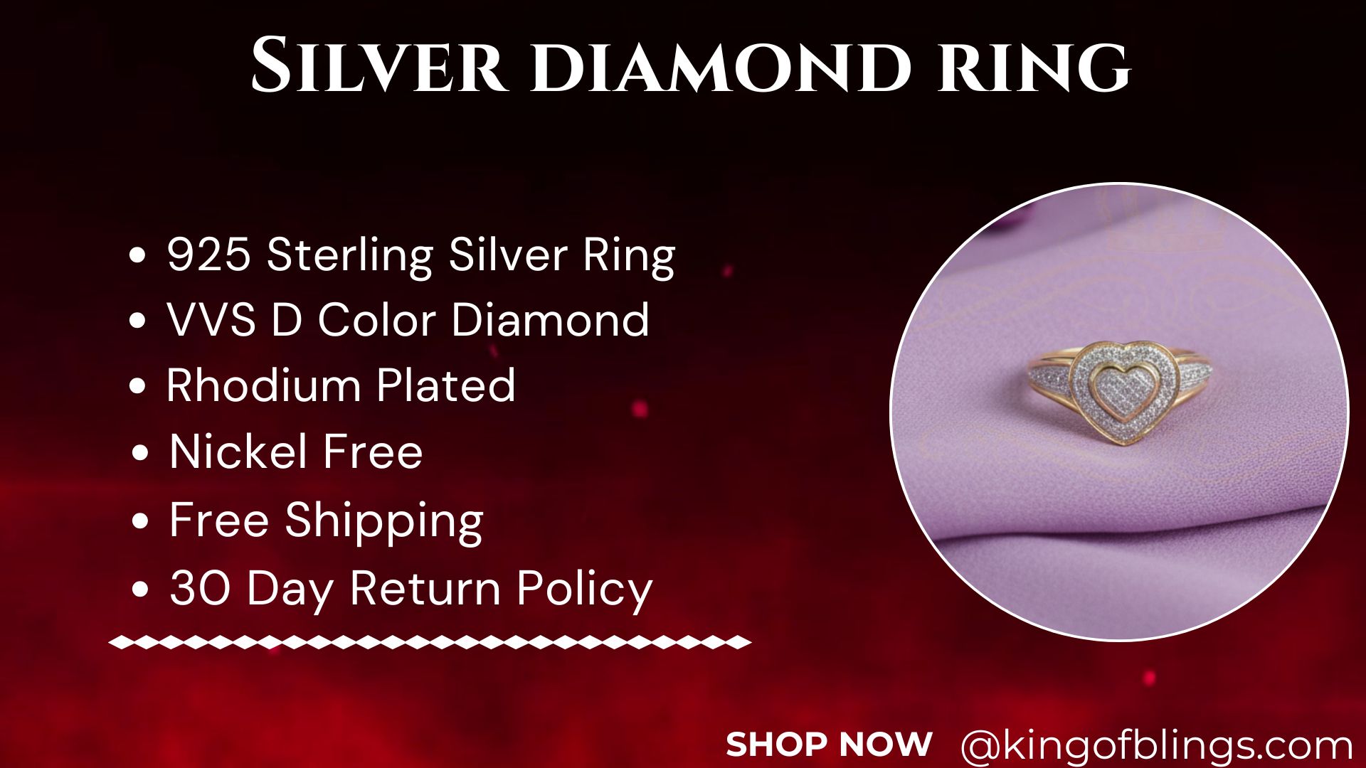 thumbnail video image 2 of King of Bling's Yellow Sterling Silver 0.15CT Diamond Shiny Womens Promise Heart Ring Size 7, 2 of 14
