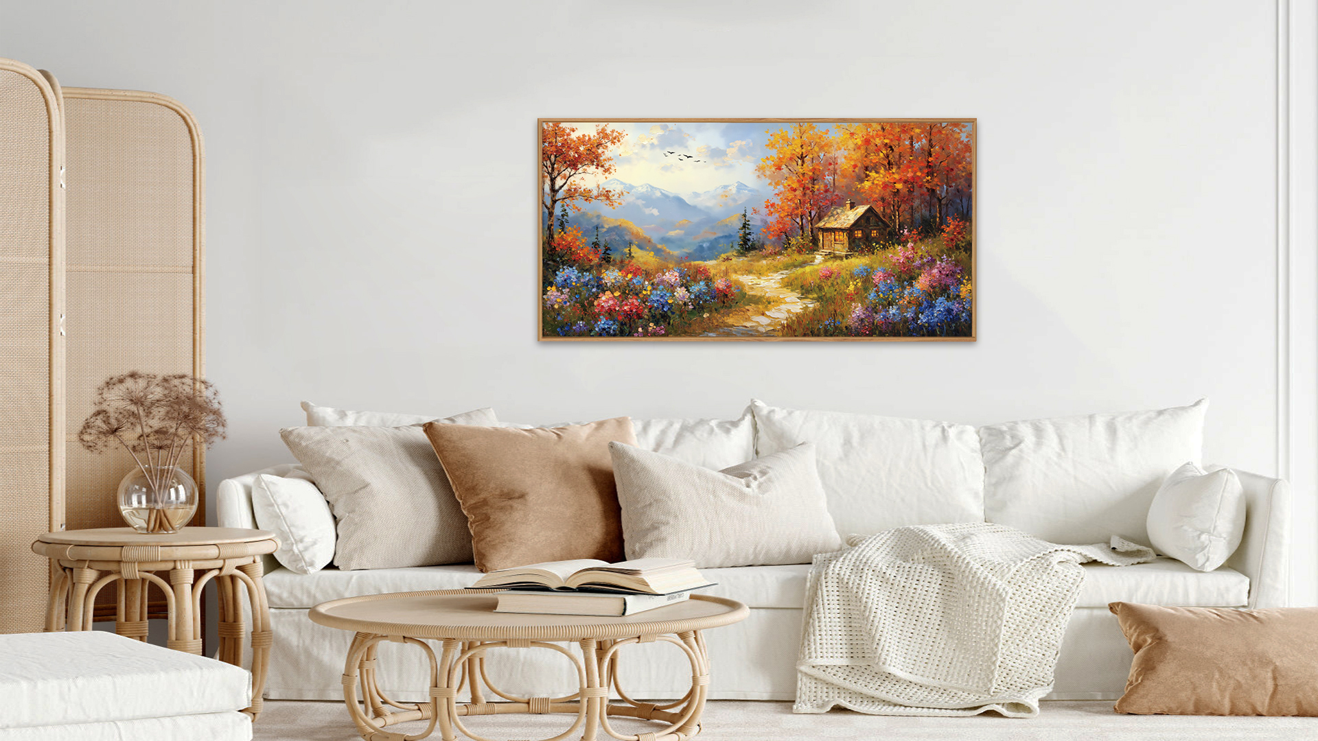 thumbnail video image 2 of TOARTi Forest Tree Framed Canvas Wall Art Vintage Wildflowers Autumn Painting Nature Scenery Decor for Living Room Bedroom Farmhouse 20x40 Inch, 2 of 10