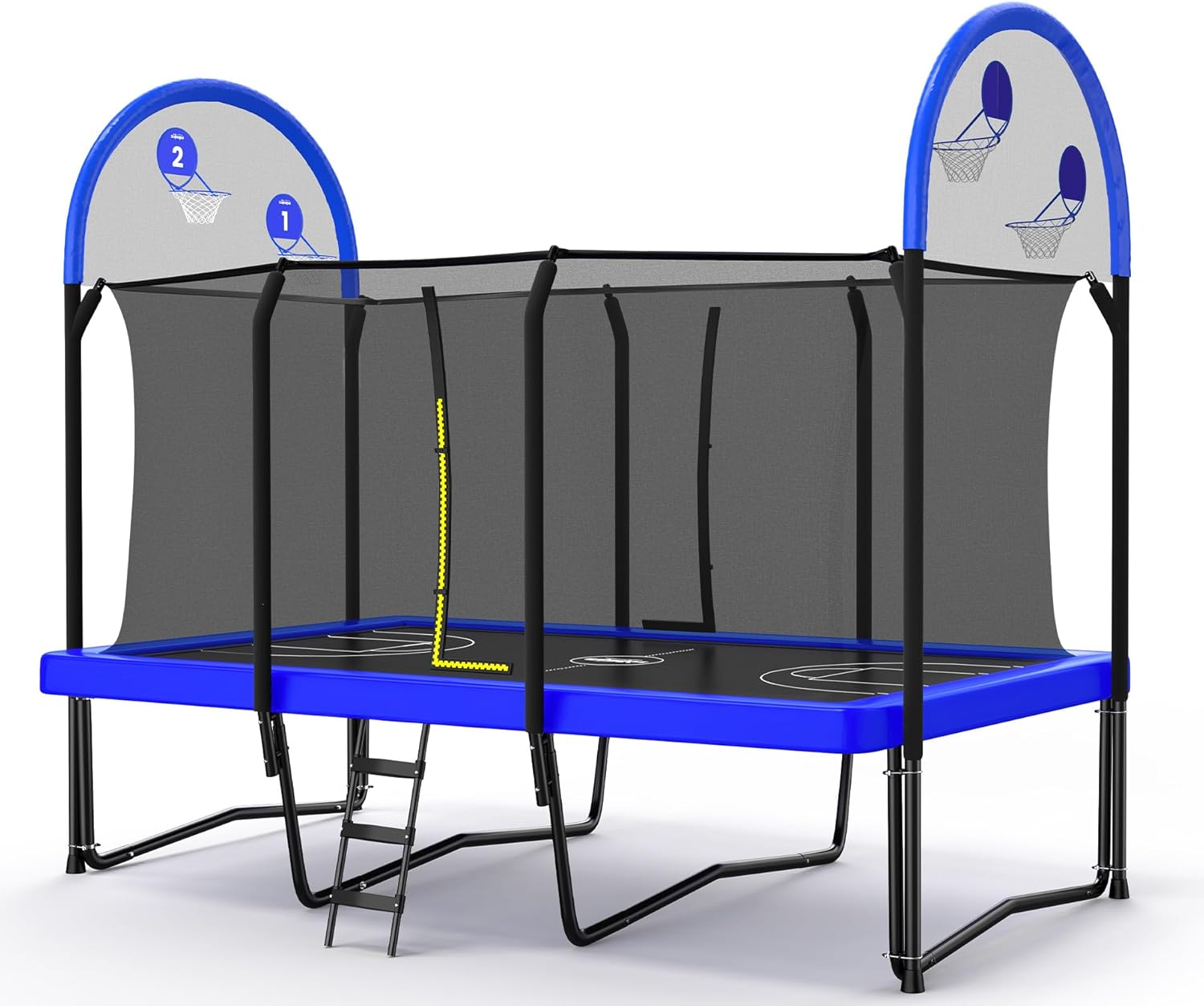 thumbnail video image 2 of Zupapa 1500LBS Weight Capacity Rectangle Trampoline Basketball Hoop 10x17FT 9X15FT 8X14FT Outdoor Square Gymnastics Trampolines for Kids Adults, 2 of 15