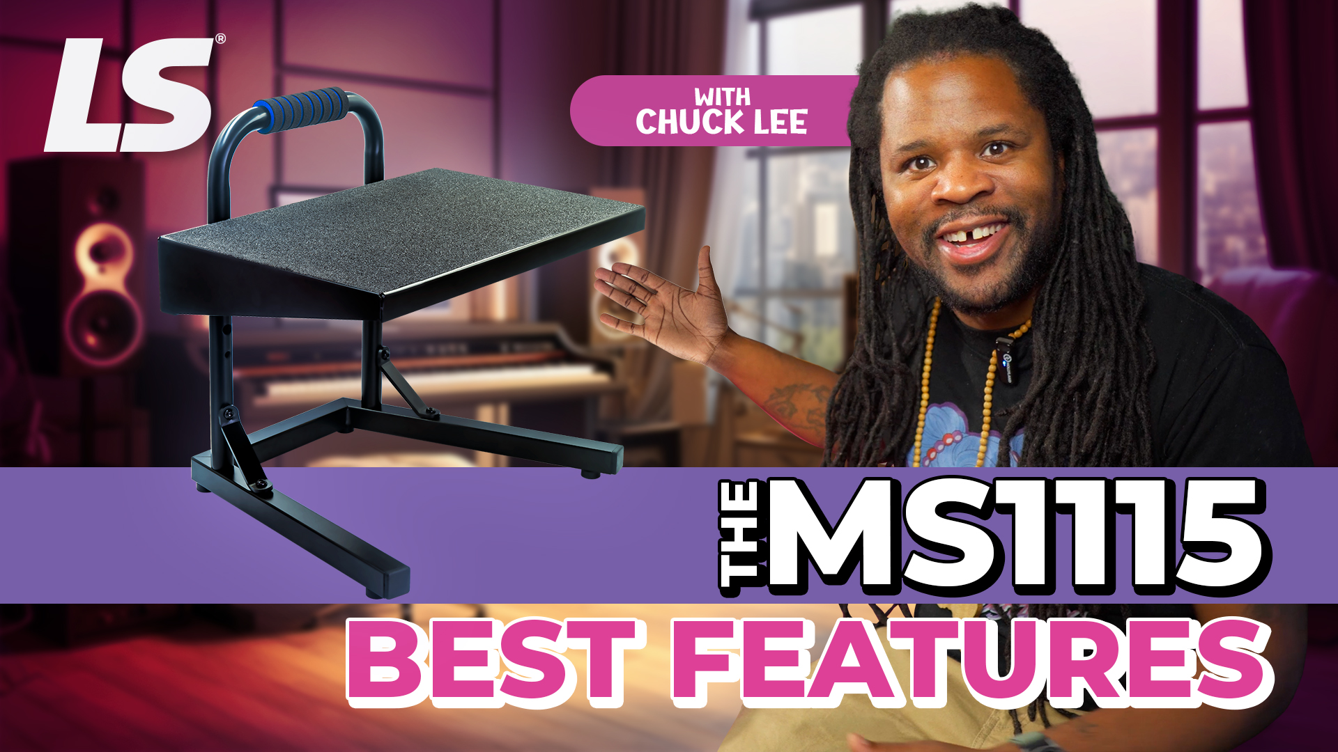 thumbnail video image 2 of Liquid Stands Ergonomic Piano Foot Rest Under Desk - Height Adjustable Elevated Metal Foot Stool with Handle, 2 of 8