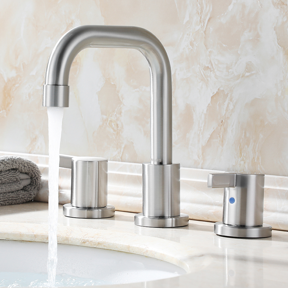 thumbnail video image 2 of PARLOS Two-Handle Widespread Bathroom Sink Faucet, Brushed Nickel, 2 of 10