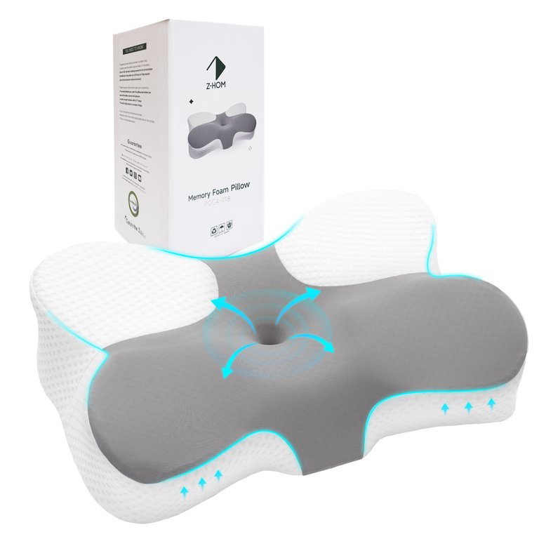 Z-hom Cuscino Cervicale, Memory Foam, 39 x 60 x 10/12 cm comodo cuscino cervicale per dormire, ideale per chi dorme sul fianco, Federa Sfoderabile e Lavabile