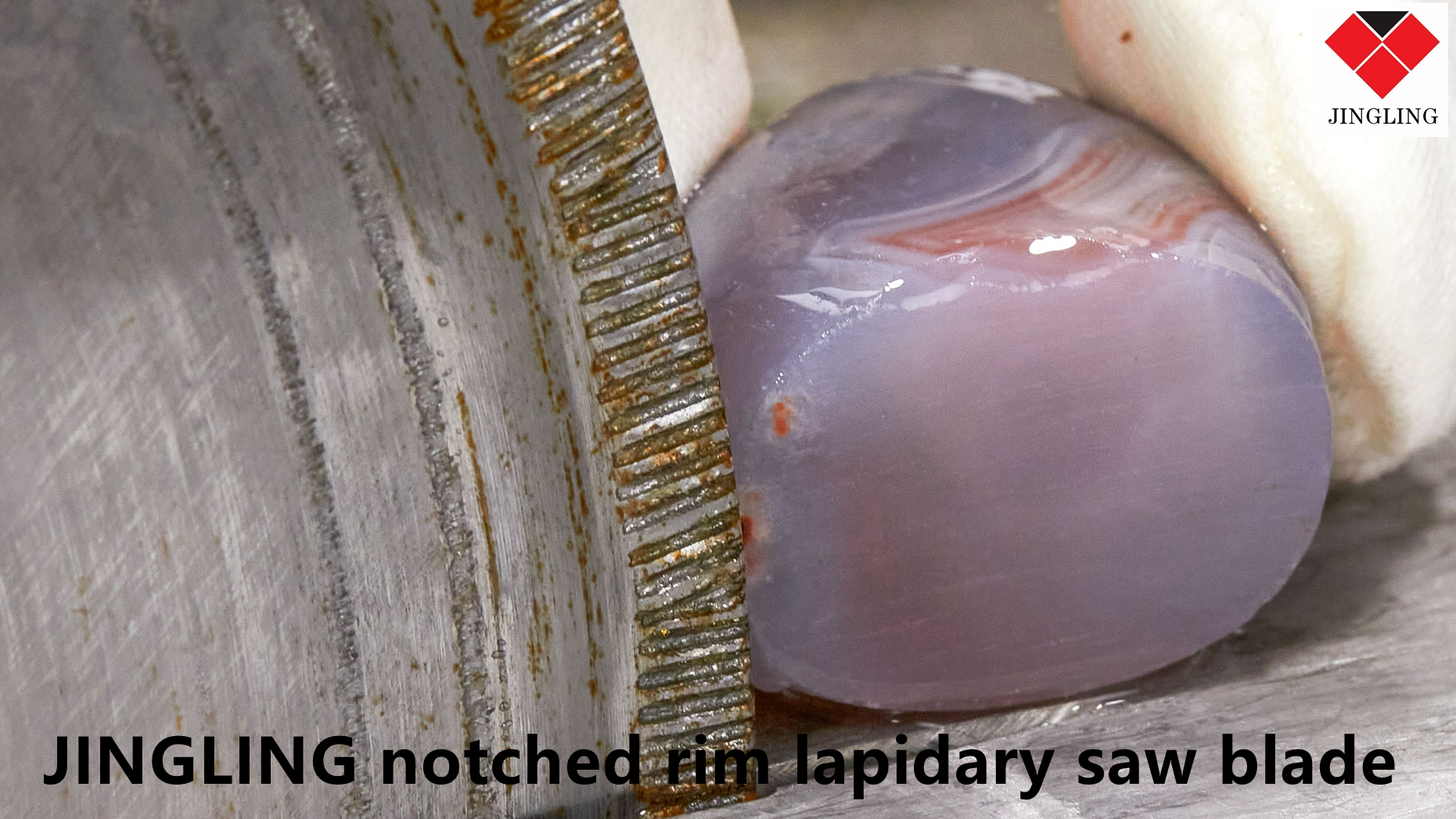 thumbnail video image 2 of JINGLING 6" inch 150mm Diamond Lapidary Saw Blade Notched Rim 0.6mm Tools for Stone, 2 of 10