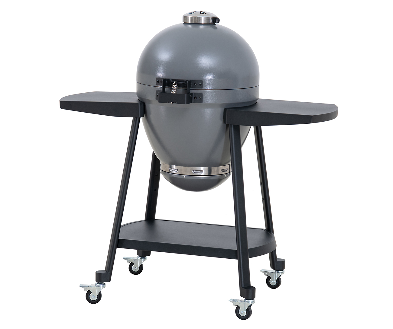 thumbnail video image 2 of Sunjoy Group Egg-Shaped Charcoal Grill Ceramic Stainless Steel 20 Inch Kamado BBQ Smoker with Pizza Stone 46.22" x 25.75" x 46.46", 2 of 14