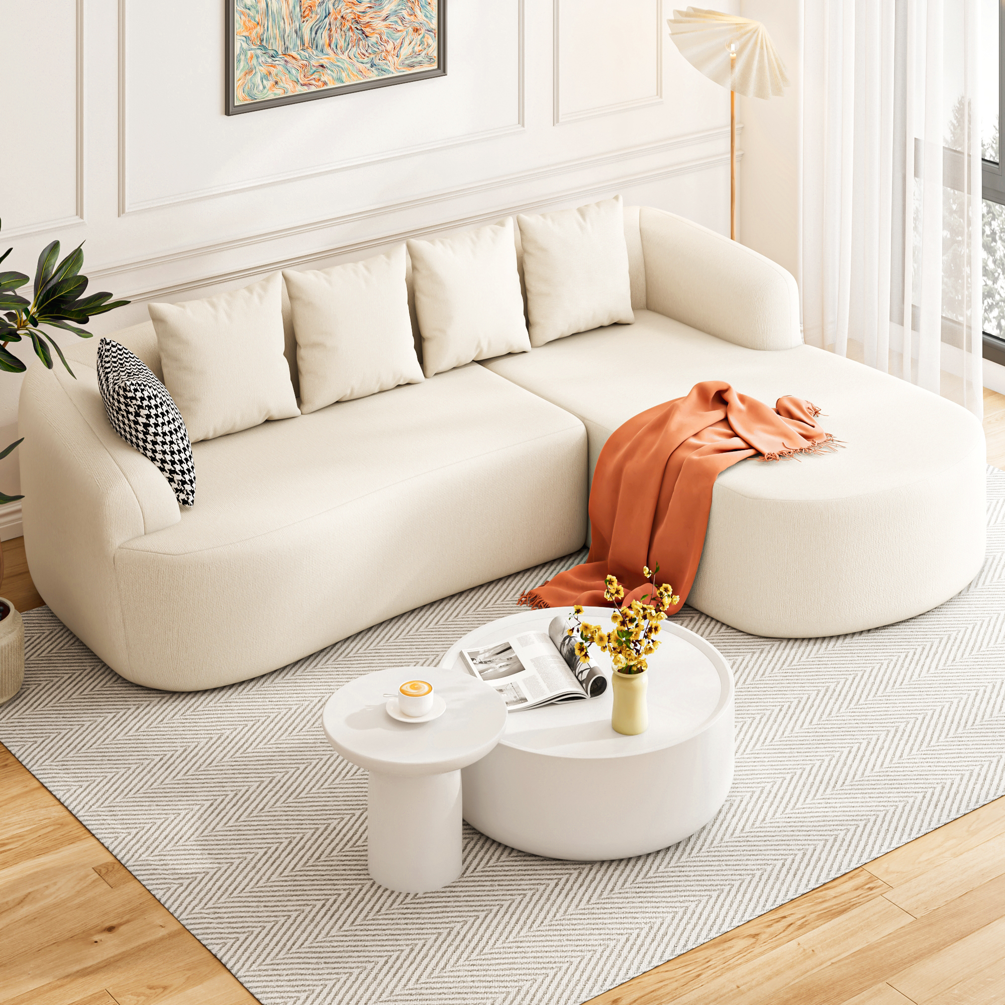 thumbnail video image 2 of ChVans 97'' L-Shape Curved Sectional Sofa with Chaise, Modern Luxury Chenille Cloud Couch, Modular Sectional Sofa, Heavy Duty Oversized Deep Seat 3-Seater for Living Room, No Assembly Required, 2 of 11