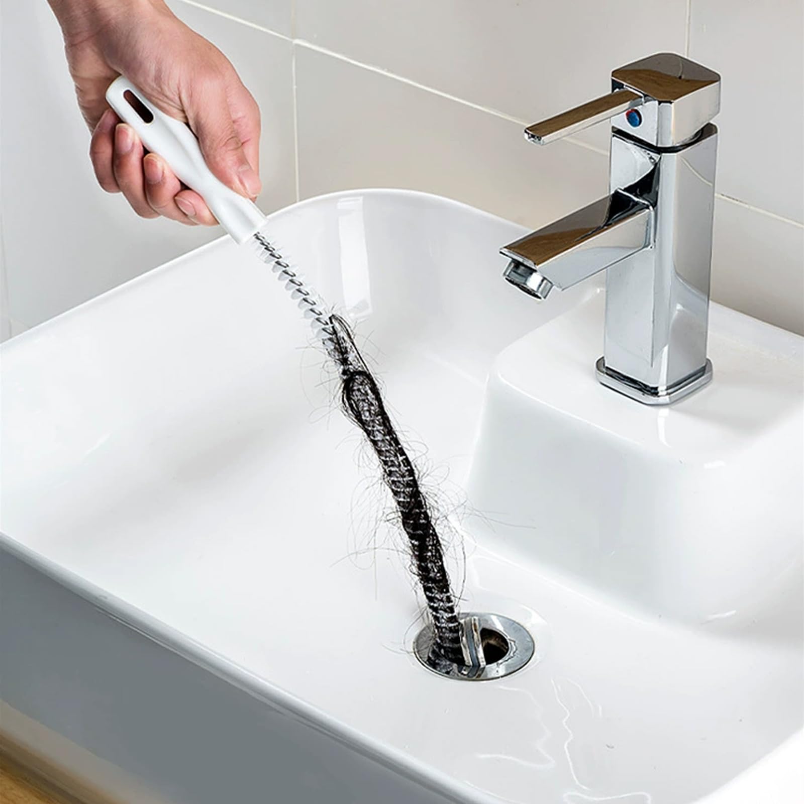 thumbnail video image 2 of Sink Drain Cleaner Tool for Hair Clogs with Flexible Rod and Rubber Grip for Easy Unclogging and Cleaning for Bathroom and Kitchen Sink Drains, 2 of 8