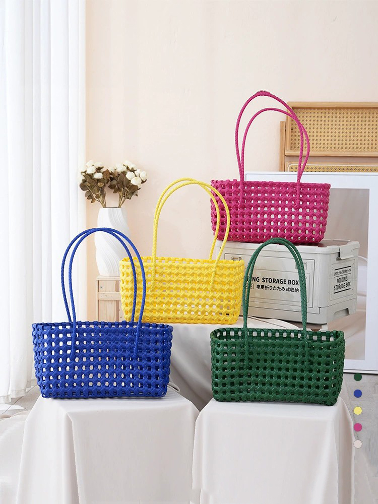 thumbnail video image 2 of Fountwell Woven Handbags for Women, Summer Beach Tote Bag – Small Shoulder Bag, Handmade Top Handle, 2 of 7