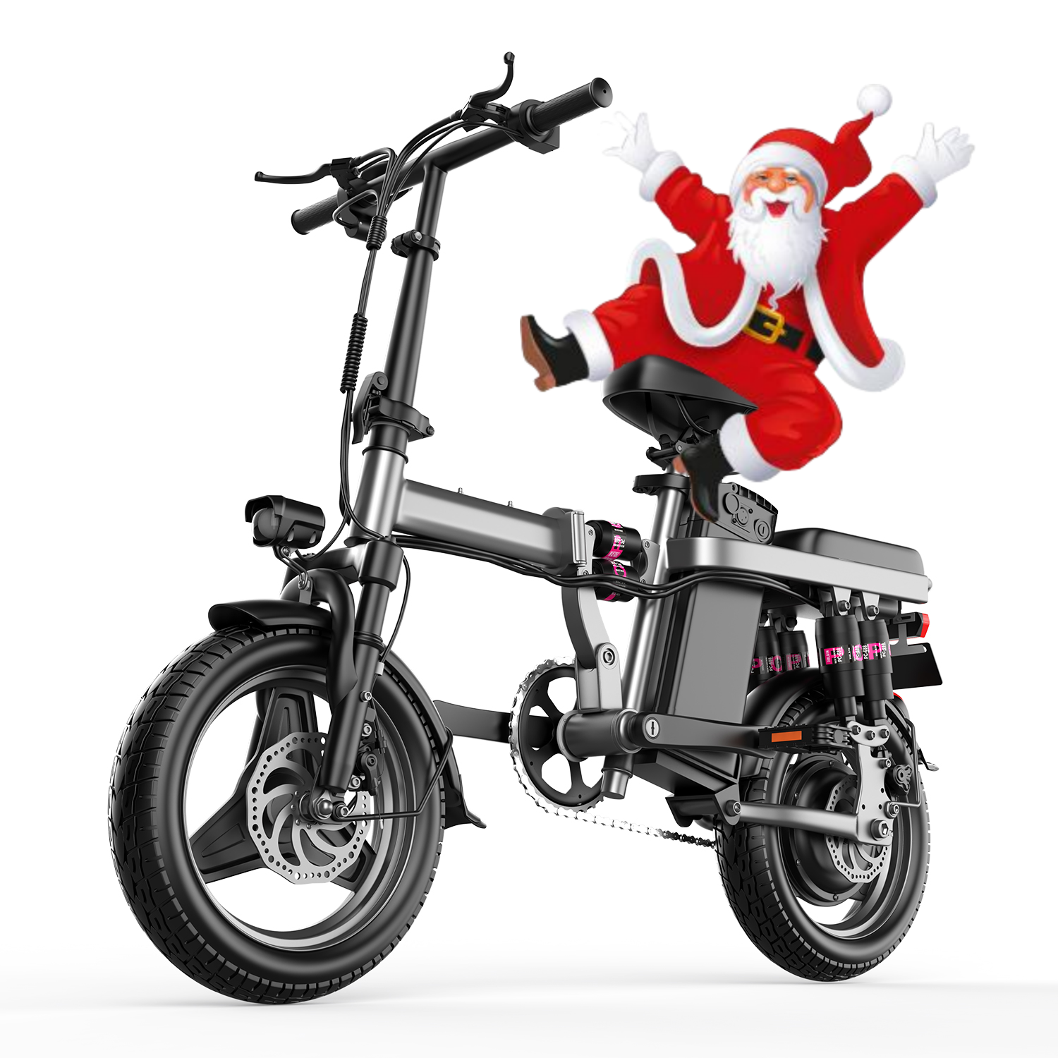 thumbnail video image 2 of 2Pack F12 Electric Bike for Adults Teens, 1200W Peak Motor, 25MPH Folding E-Bike, 48V 13Ah Removable Battery, 3-speed Ebike with R-seat, 14" Compact Electric Bicycle with Pedals for Commuting,UL2849, 2 of 9