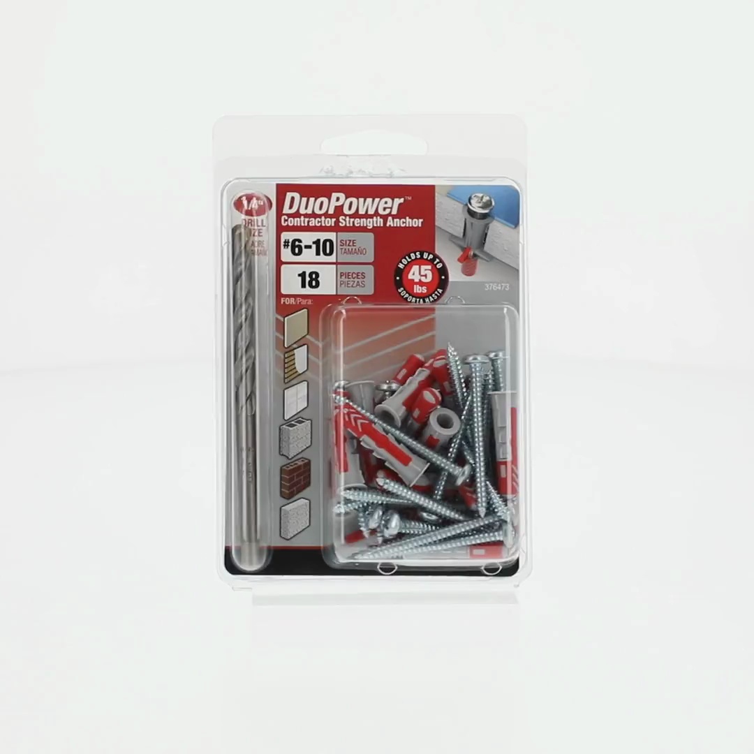DuoPower Contractor-Strength Nylon Anchors, #6-10, Nylon, 45 lb