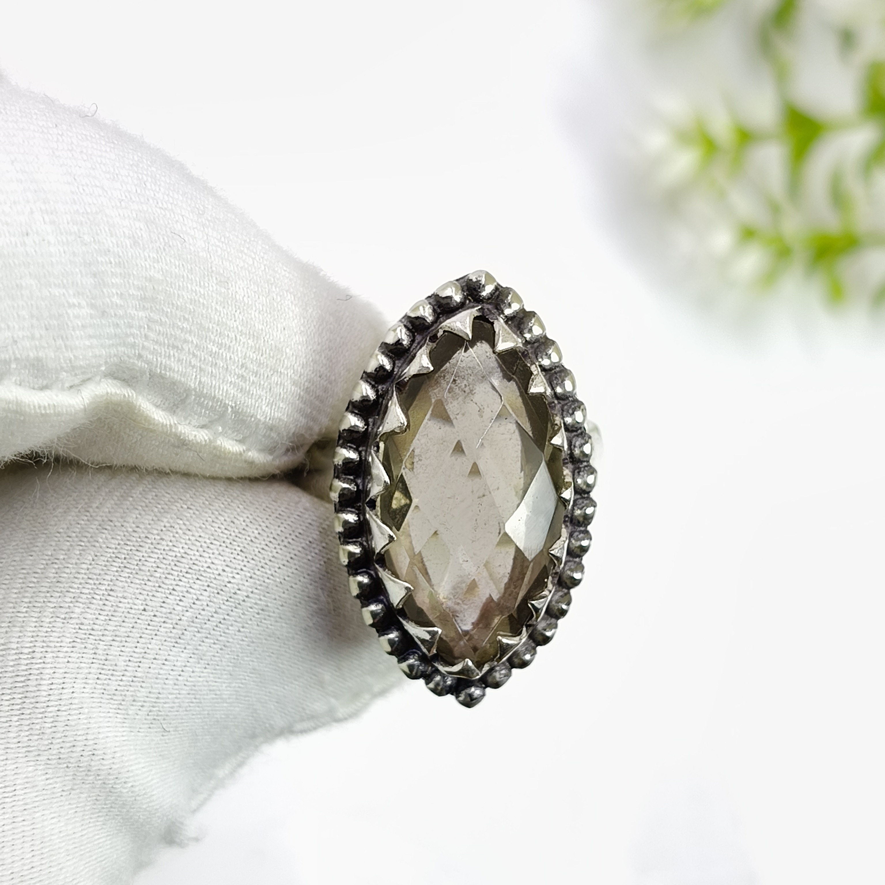 thumbnail video image 2 of Natural Smoky Quartz Gemstone Ring Sterling Silver Handmade oxidized Ring Fashion Jewelry Gift for Women Ring Size US 7.5, 2 of 7