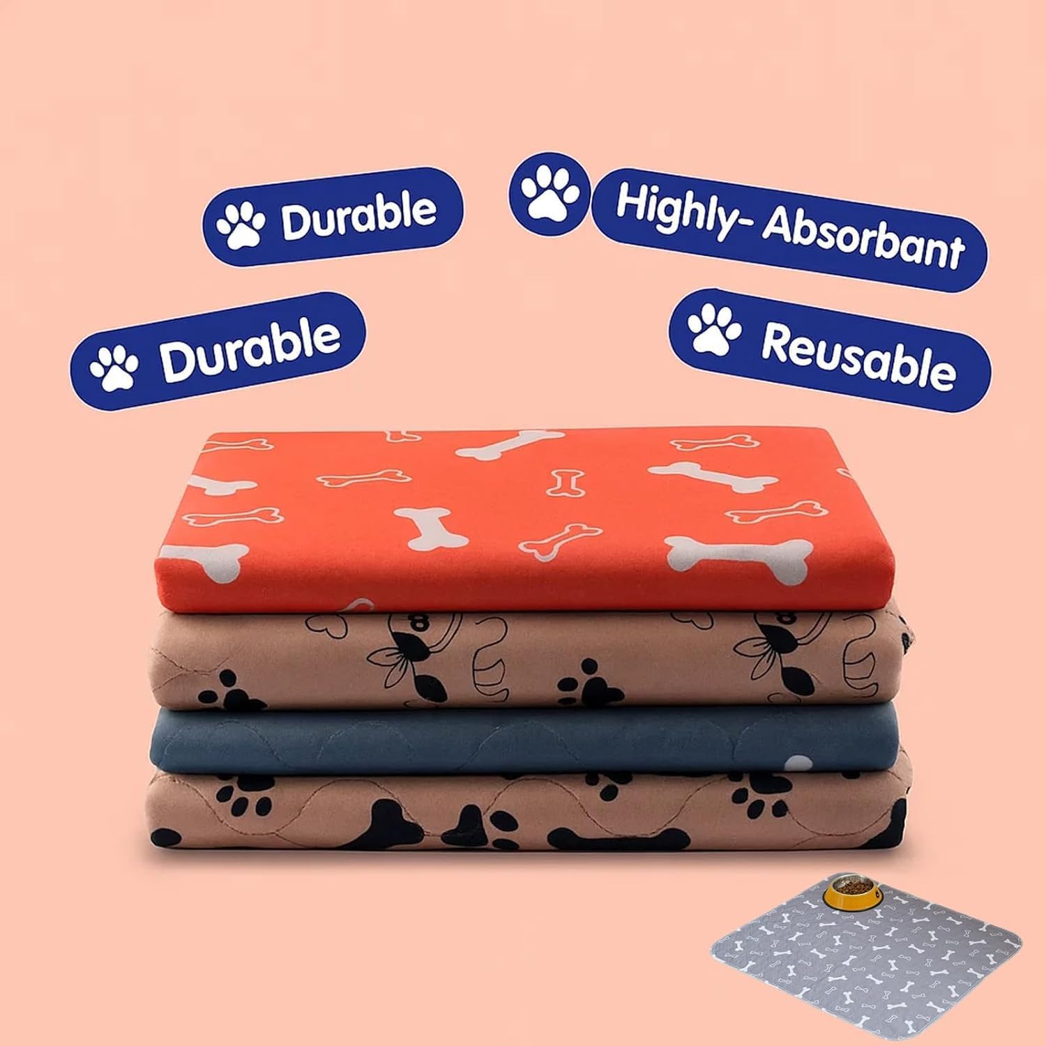 thumbnail video image 2 of Puppypad Pee Pads with Pheromones, 4-Layer Leak-Proof Protection and Non-Slip Bottom for Effective Housebreaking and Odor Control, Washable & Reusable Dog Training Pads, 2 of 8