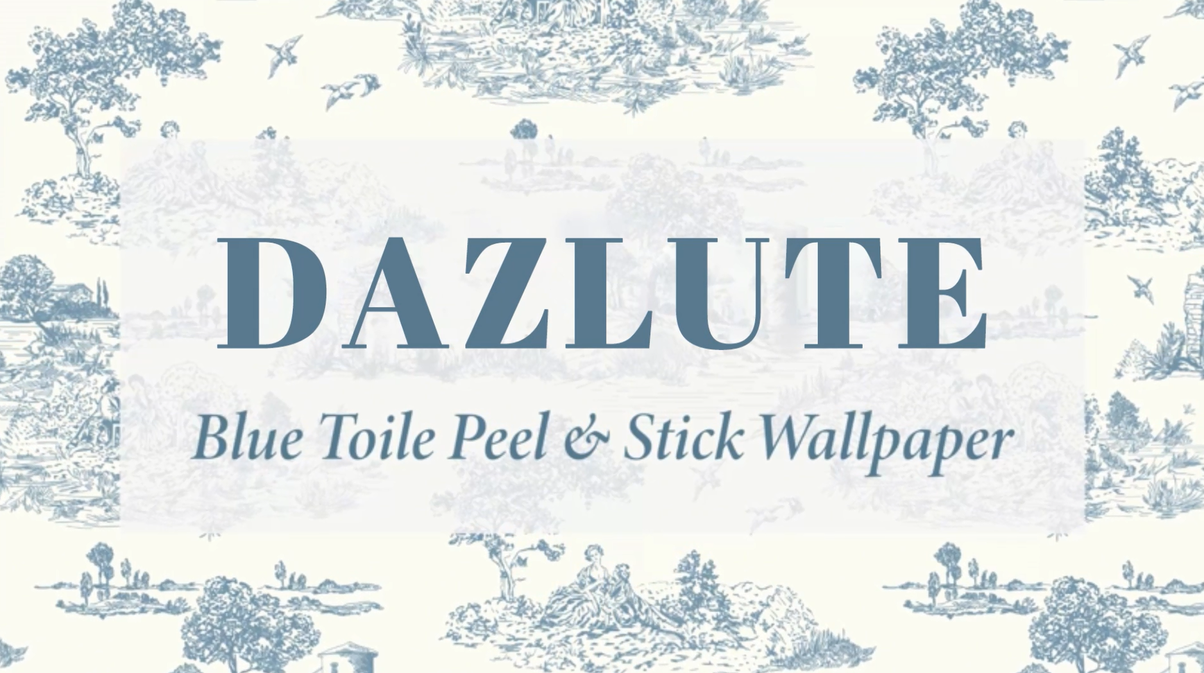 thumbnail video image 2 of DAZLUTE Mural Peel and Stick Wallpaper 17.7” X 394” ,Blue and White Removable Wallpaper,Self-Adhesive Contact Paper, 2 of 8