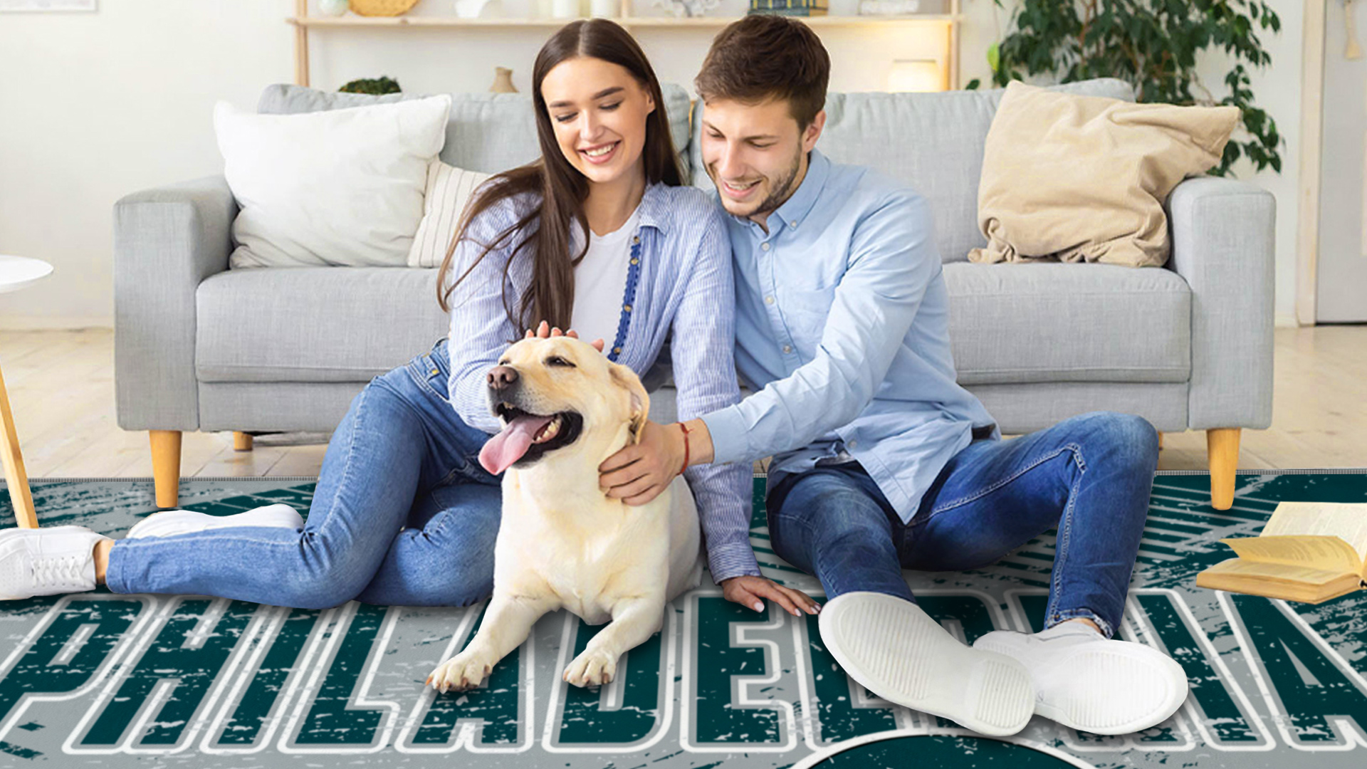 thumbnail video image 2 of Philadelphia Football Rugs 2x3 Bedroom Living Room Football Carpet Non-Slip Machine Washable Area Rug for Boys and Man Cave Decor, 2 of 9