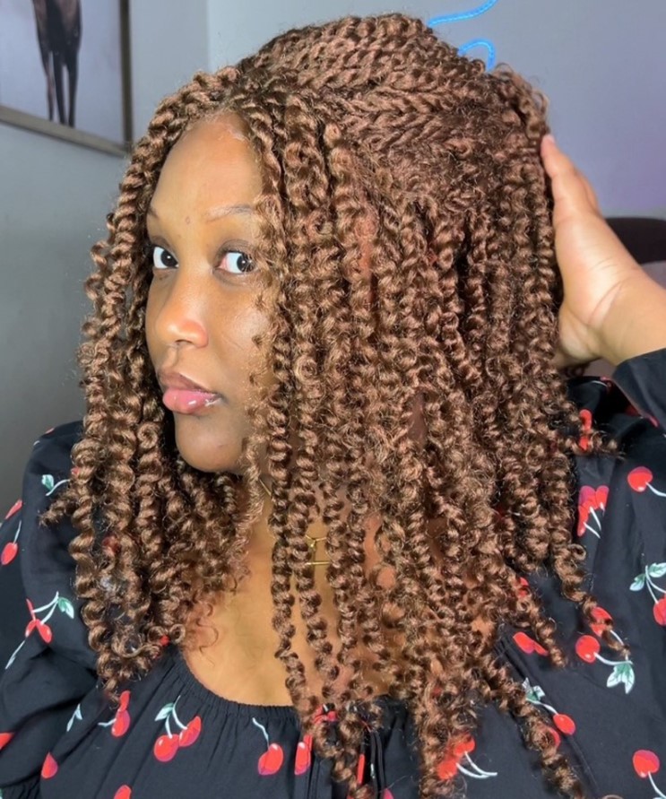 thumbnail video image 2 of LUXLUXE Tierra Curly 19 in Long 4x4 Hand Tied Lace Braid Braided Wig, Beauty Heat Resistant Fiber,, 2 of 13