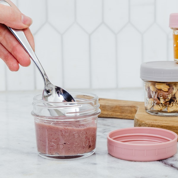 thumbnail video image 2 of WeeSprout Glass Baby Food Storage Jars w/ Lids (8 oz, 8 Pack Set) Snack, Puree, 2 of 7