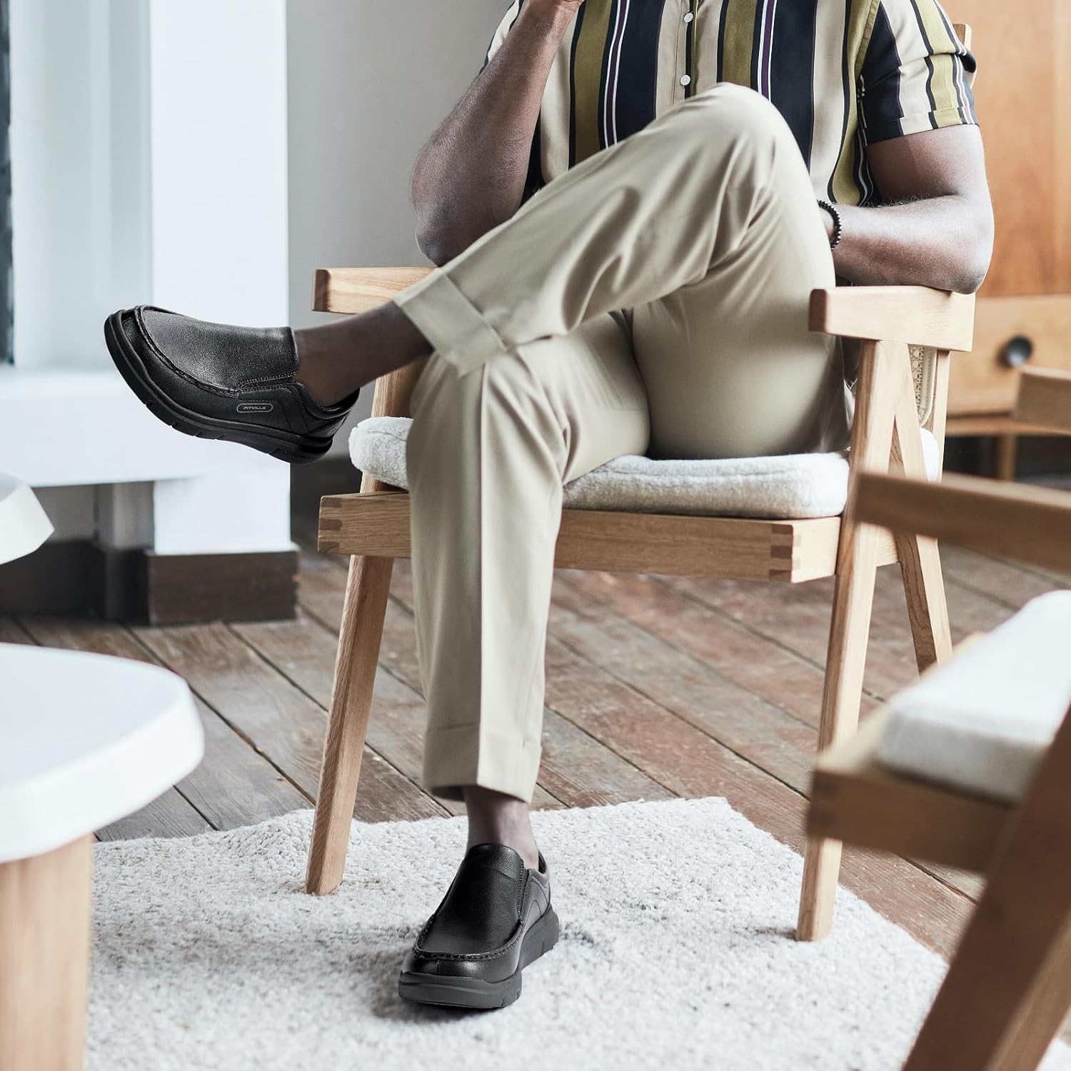 thumbnail video image 2 of FitVille Mens Wide Dress Shoes Leather Loafers Business Casual Shoes, Black, 12 Wide, 2 of 7