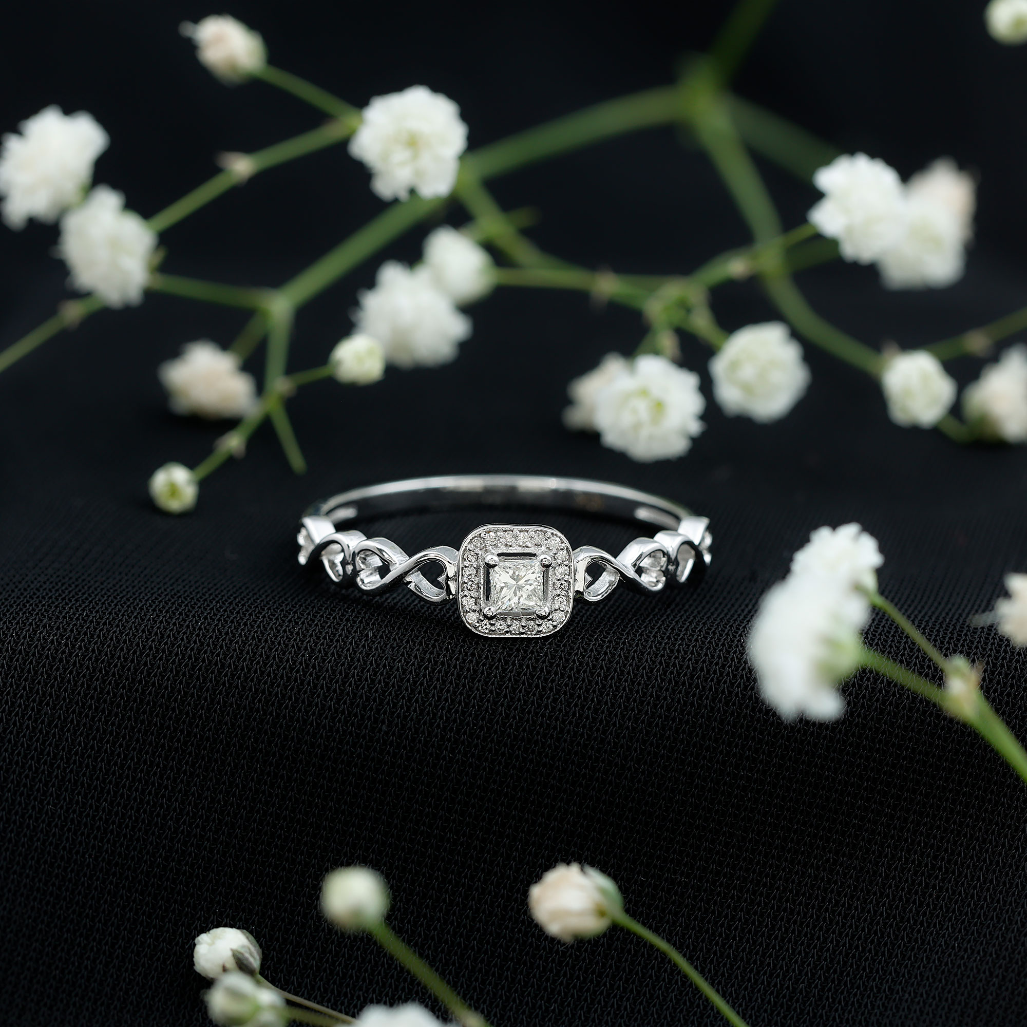 thumbnail video image 2 of Rosec Jewels Infinity Engagement Ring with Diamond for Women, Designer Diamond Ring in Gold (1/4 CT, HI-SI Quality), 18K White Gold, US 7.50, 2 of 9