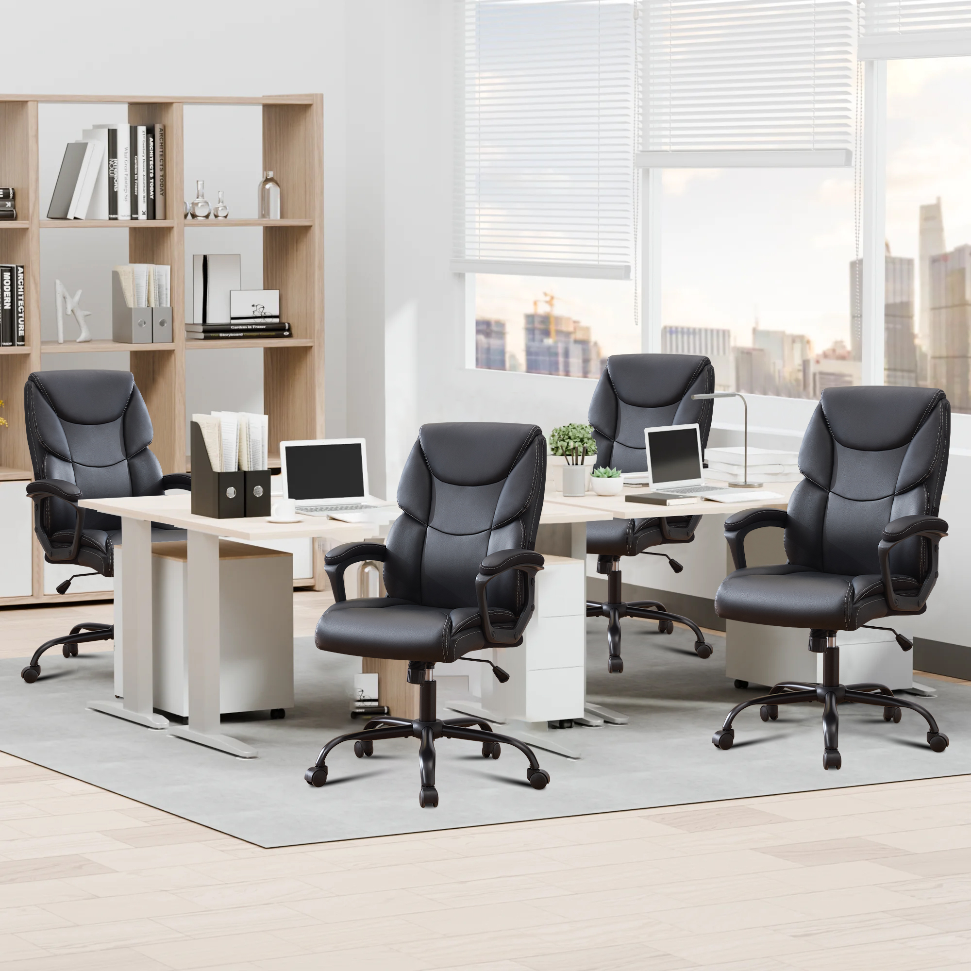 thumbnail video image 2 of JONPONY Leather Office Chair, Big and Tall Office Chair 400LBS Wide Seat Ergonomic Computer Desk Chair High Back Executive Leather Chair Adjustable Task Chair, Black, 2 of 8