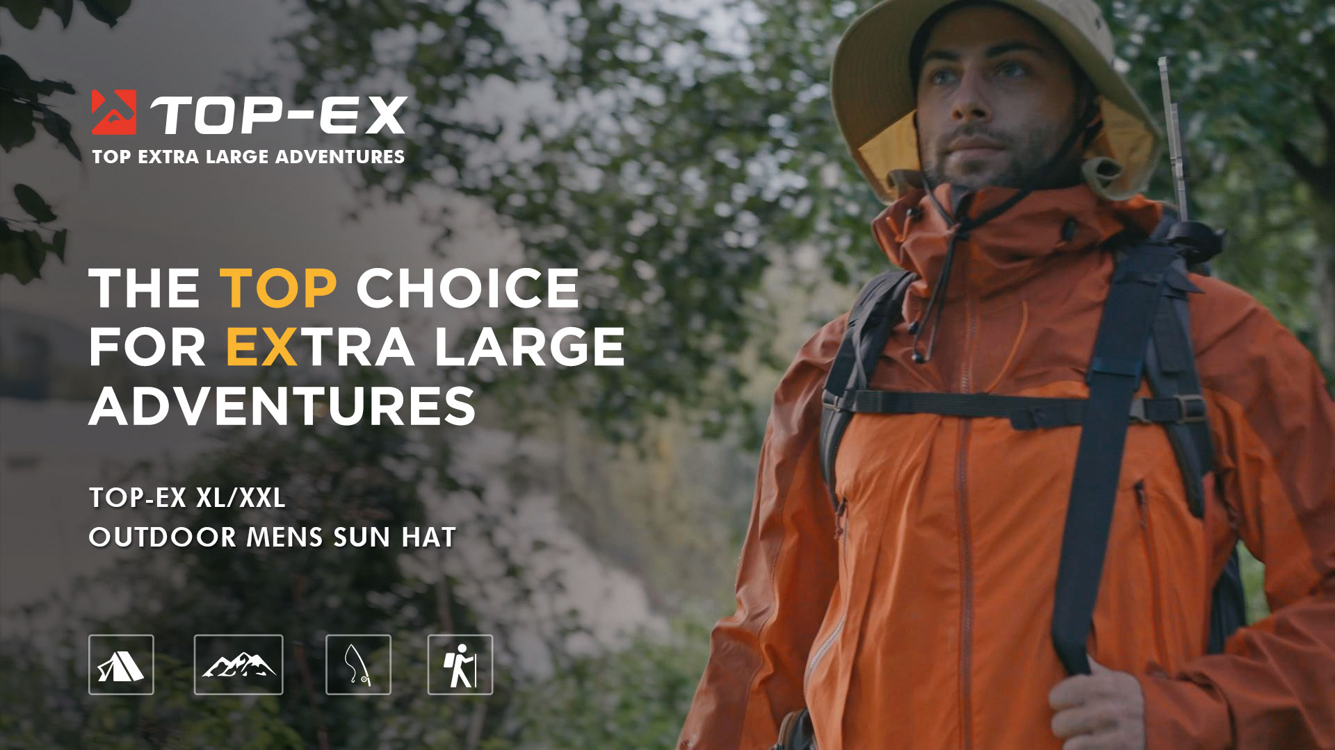 thumbnail video image 2 of TOP-EX Waterproof Sun Hat Men's Wide Brim Sun Protection Hat Outdoor Trekking Hat with Neck Protection Safari Summer Hat Foldable Dark Grey M/L, 2 of 6
