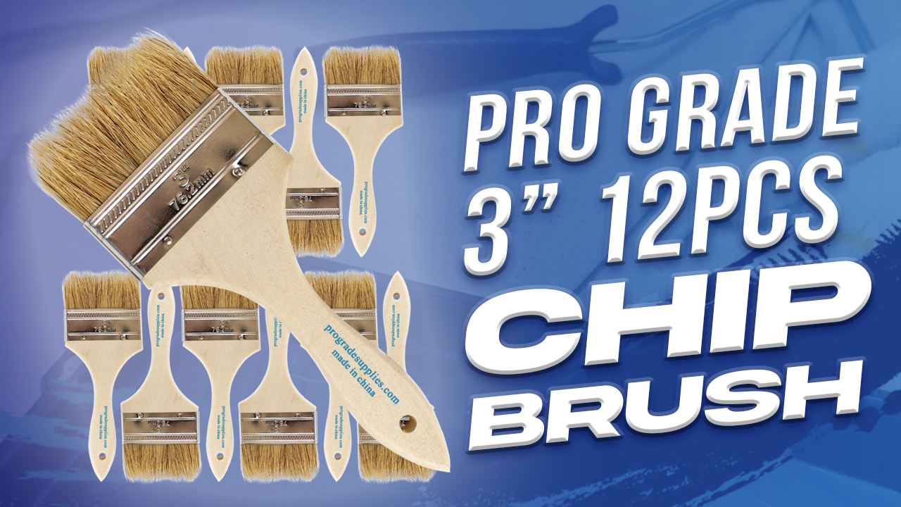 thumbnail video image 2 of Pro Grade Chip Brush, 3 inch Professional Paint Brushes, 12 Pk Natural China Bristle Paintbrush Set, 2 of 8