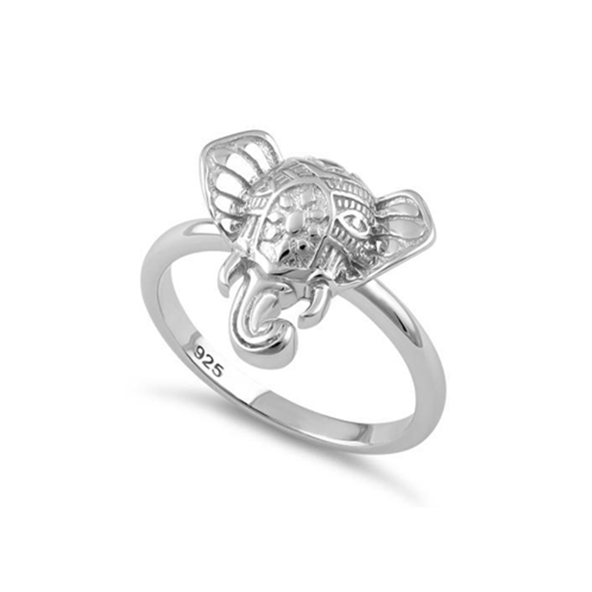 thumbnail video image 2 of 925 Sterling Silver Platinum Plated Boho Elephant Head Women Valentines Day Gifts Ring, 2 of 3