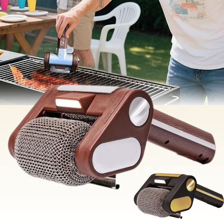 thumbnail video image 2 of Electric Grill Brush  Rechargeable BBQ Brush Bristle Free with 350 RPM Stainless Steel Roller & Built-in LED Light - Safe Cleaning for BBQ & Kitchen, 304 Stainless, 2 of 9