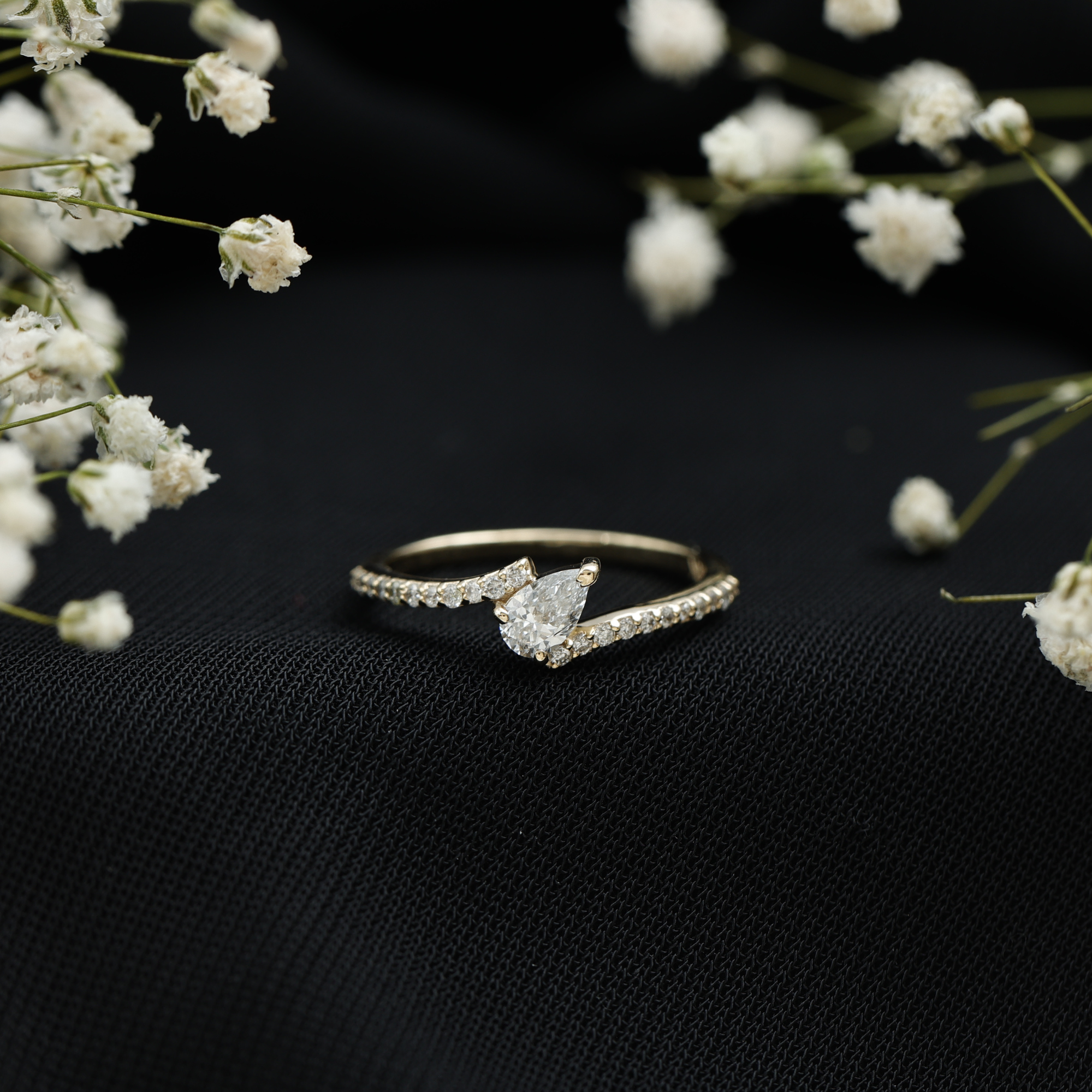 thumbnail video image 2 of Rosec Jewels Lab Grown Diamond Promise Ring - Ef-Vs Quality Pear Shape Diamond Bypass Ring - Valentines Day Gift, 18K Yellow Gold, US 9.50, 2 of 9