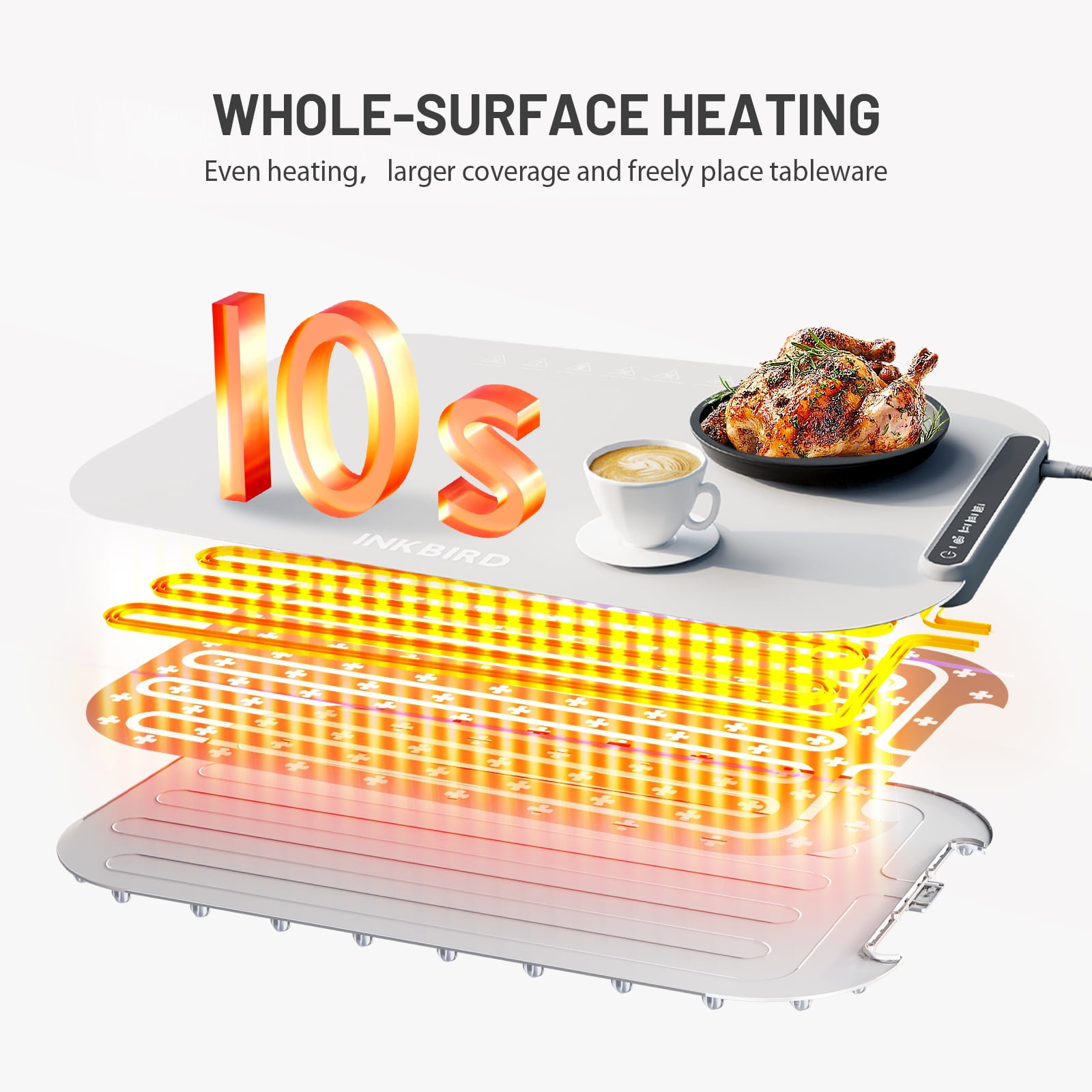thumbnail video image 2 of INKBIRD Electric Food Warming Tray, Soft Silicone Warming Mat with Temperature Control, Upgraded Heat Dissipation Design, Auto Shutdown Protection for Daily Use in Kitchens, Parties, Buffets, 2 of 9
