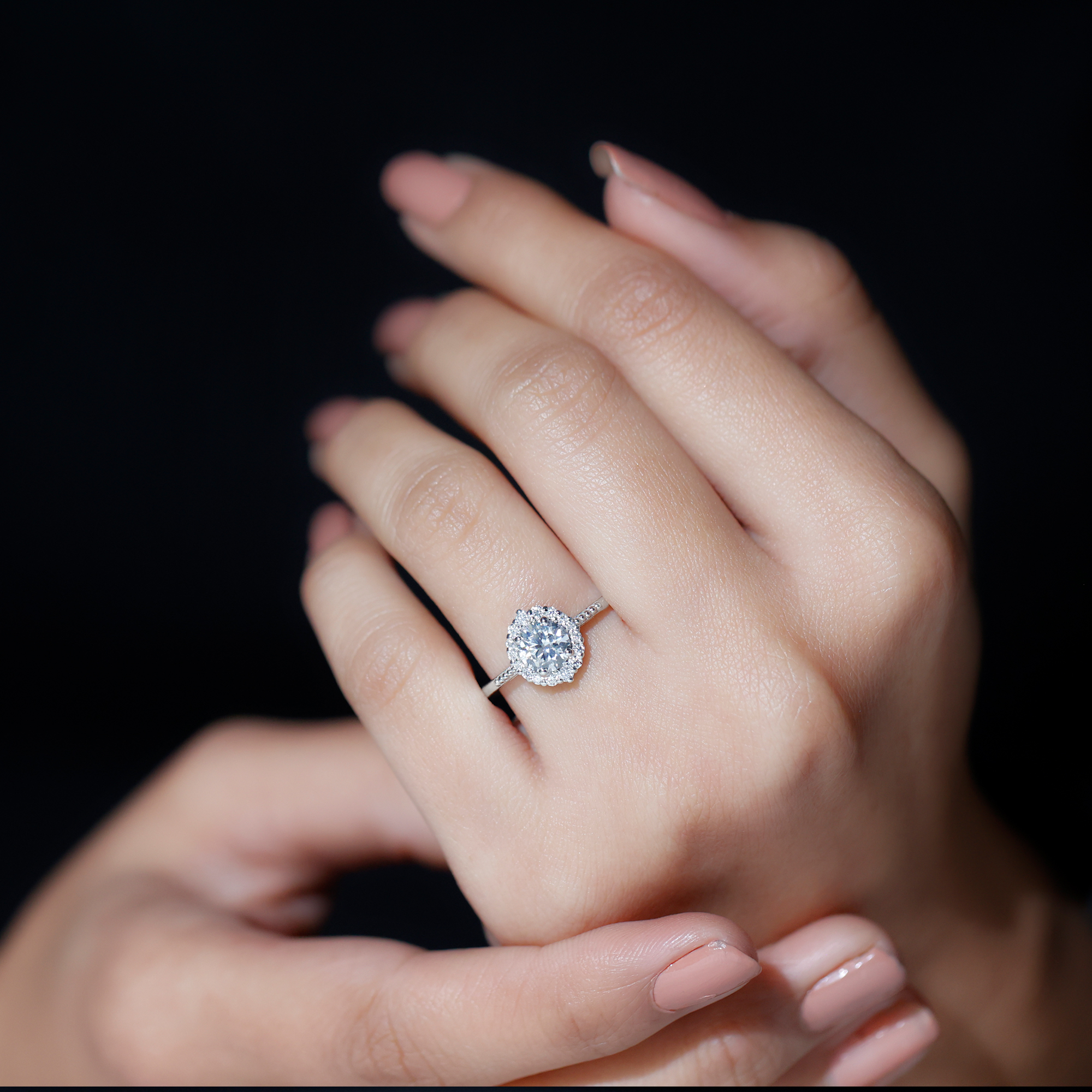 thumbnail video image 2 of Rosec Jewels Lab Grown Diamond Halo Engagement Ring - EF-VS Quality Certified, 18K Yellow Gold, US 12.50, 2 of 9