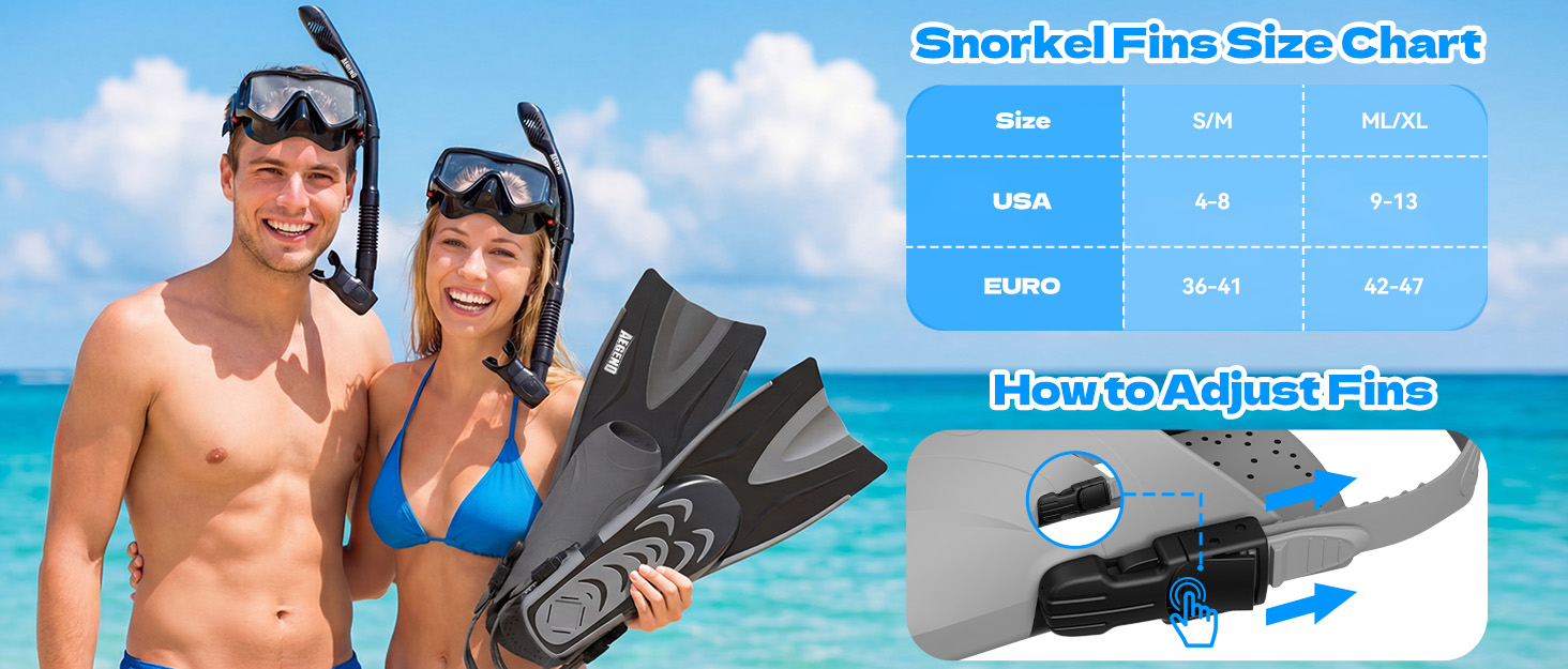 thumbnail video image 2 of AEGEND Snorkeling Gear for Adults, 4-in-1 Snorkel Set with Panoramic Anti-Fog Mask, Dry Top Snorkel, Adjustable Swim Fins & Travel Bag for Diving Swimming, White-S/M, 2 of 9