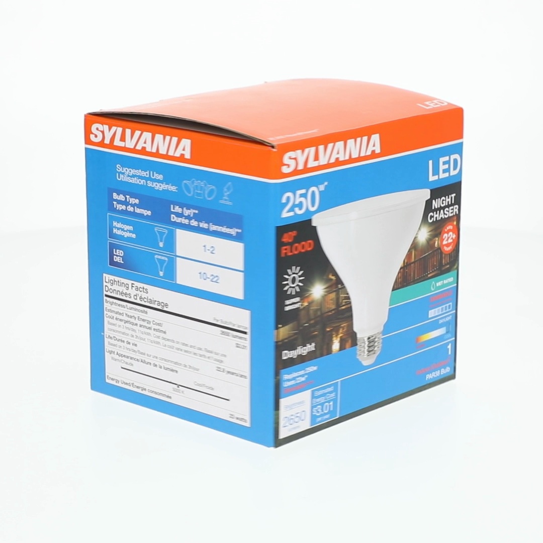2 pack) SYLVANIA PAR38 Night Chaser LED Light Bulb 250W, 40* Beam