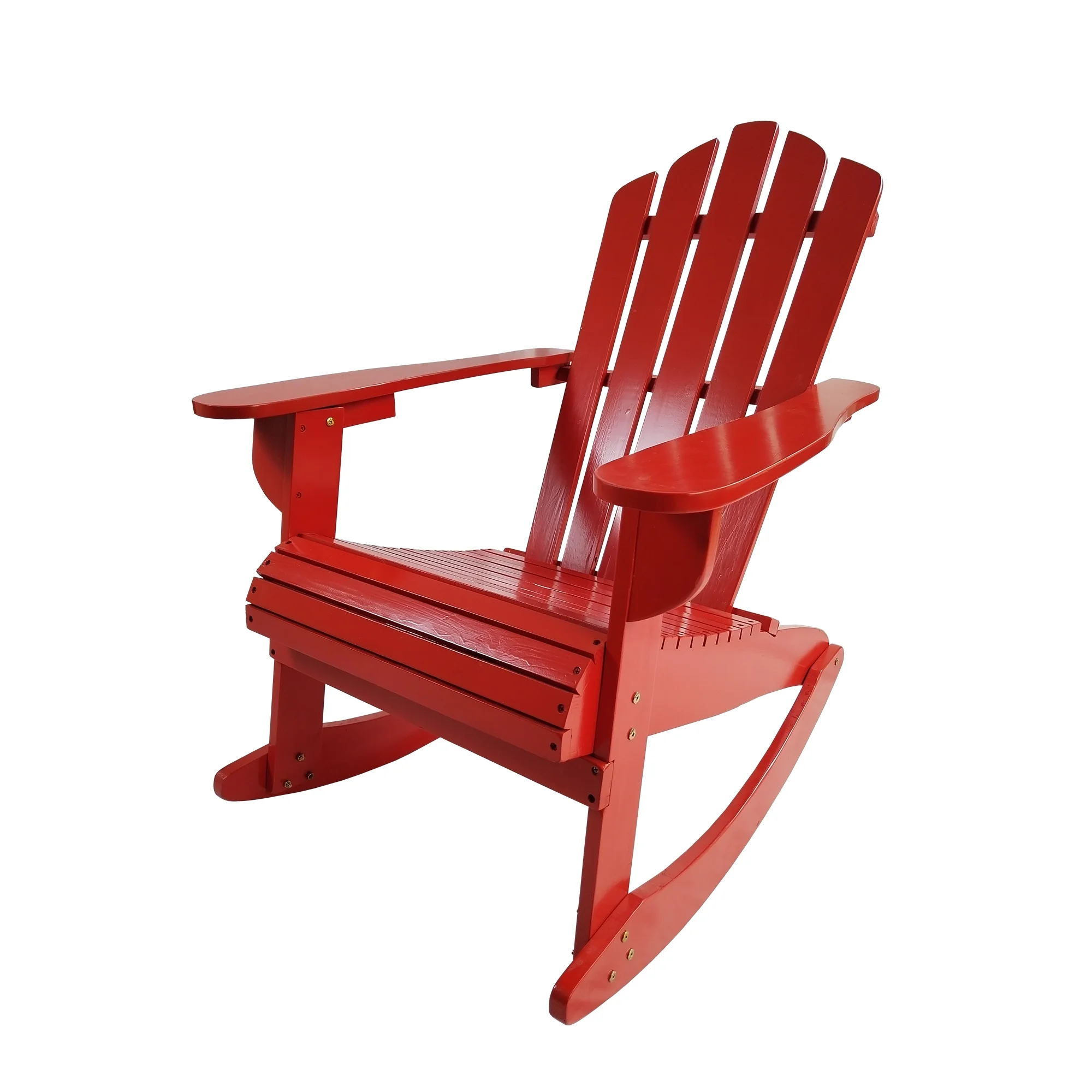 thumbnail video image 2 of JONPONY Reclining Wooden Outdoor Rocking Adirondack chair,Red, 2 of 16