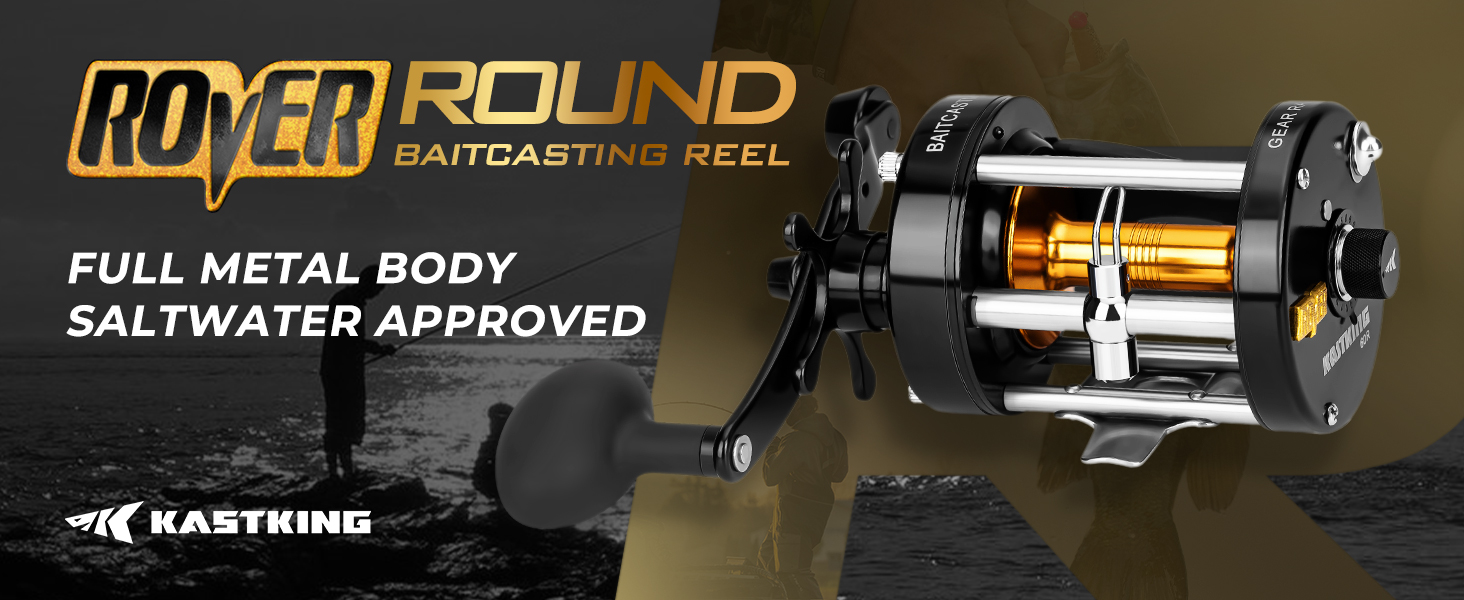 thumbnail video image 2 of KastKing Left Round Baitcasting Fishing Reel,Salmon/Steelhead- Rover-9000, 2 of 9
