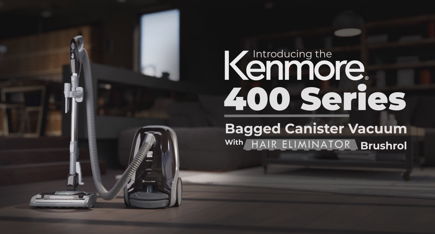 thumbnail video image 2 of Kenmore BC3006 400 Series Pet Friendly Lightweight Bagged Canister Vacuum Cleaner, Hair Eliminator, HEPA Filter, Extended Wand Auto Cord Rewind, 2 of 8